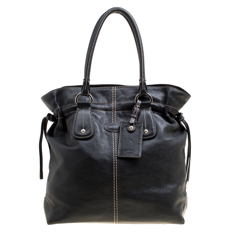 Pre Owned حقيبة تودز جلد أسود برباط