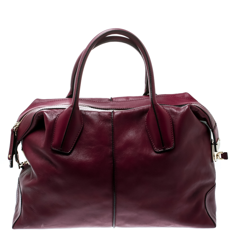Pre Owned Tod's Burgundy Leather D-Styling Medium Top Handle Bag