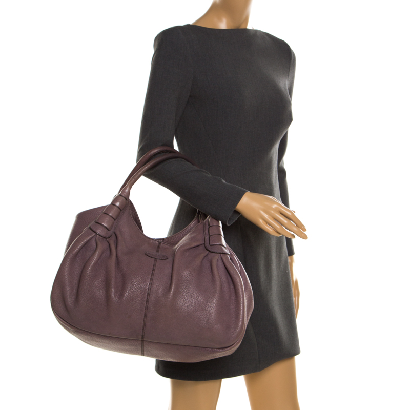 

Tod's Purple Leather Ivy Sacca Media Hobo