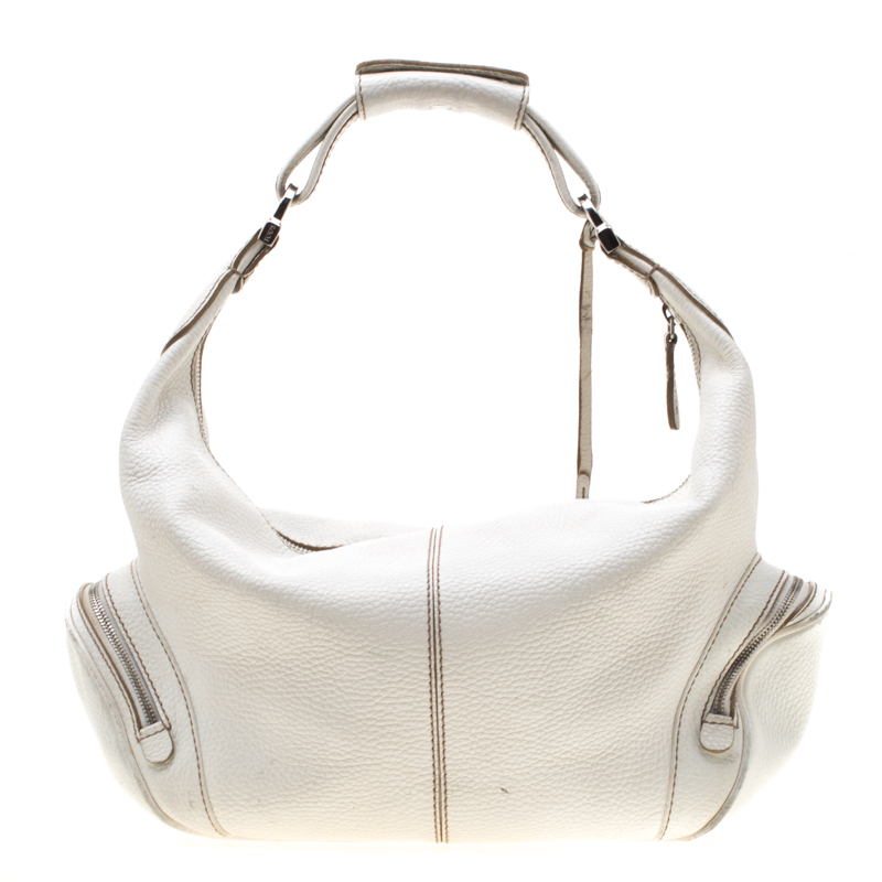 Pre-owned Tod's White Leather Charlotte Hobo