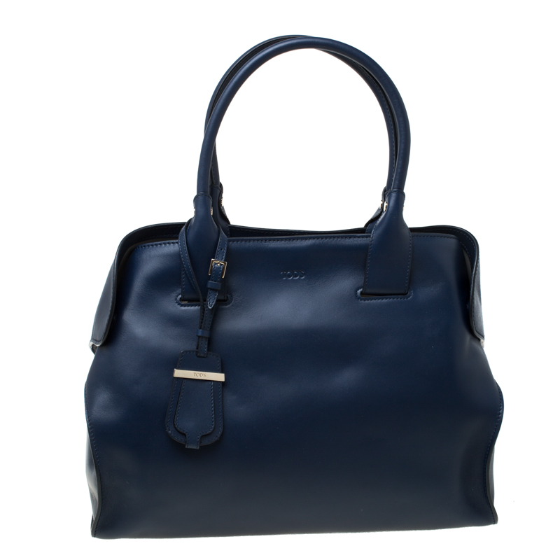 Tod's Blue Leather Cape Shopper Tote Tod's | The Luxury Closet