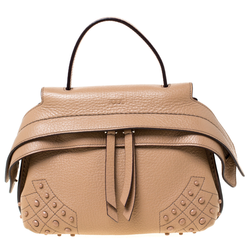 Tod’s Beige Leather Wave Top Handle Bag