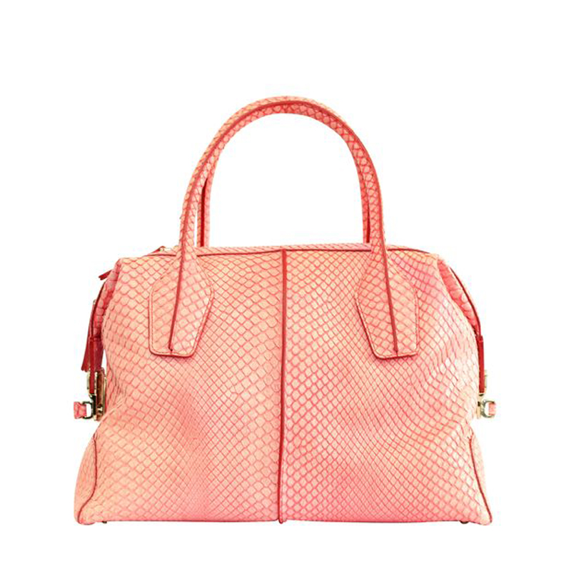 Pre-owned Tod's Pink Snakeskin D-styling Piccolo Bauletto Bag