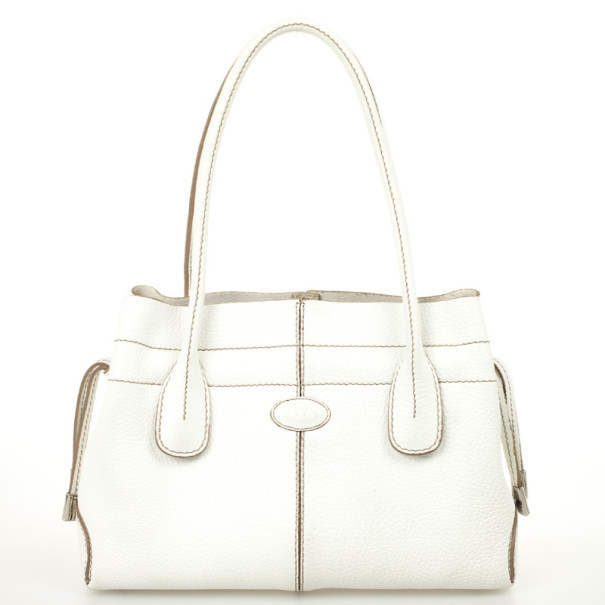 Tod's White Leather Small Tote