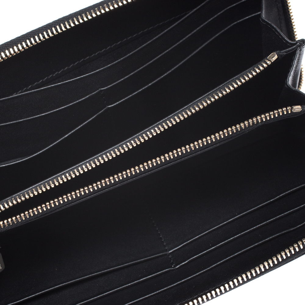 

Tod's Black Patent Leather Zip Around Continental Wallet