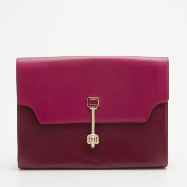 Tod's Raspberry Two-Tone Envelope Oversized Clutch