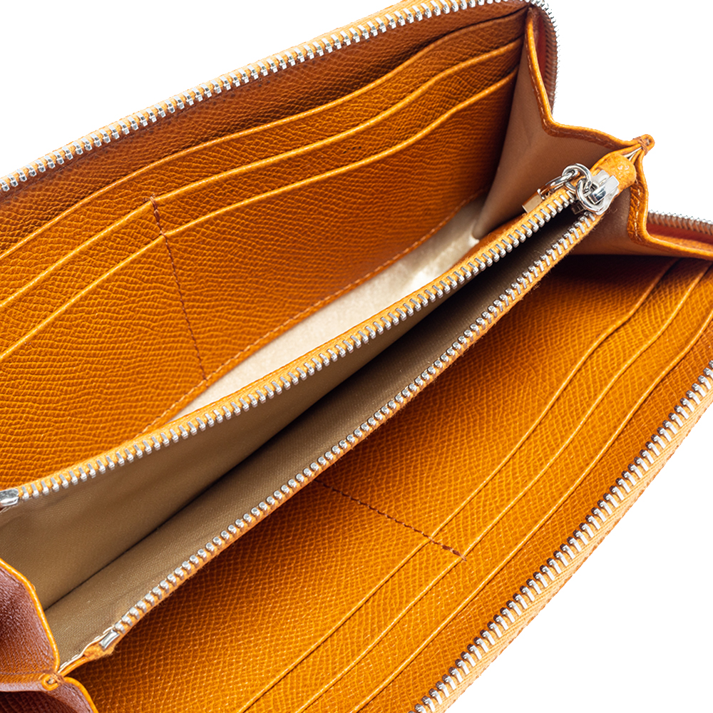 

Tod's Orange Leather Zip Around Wallet