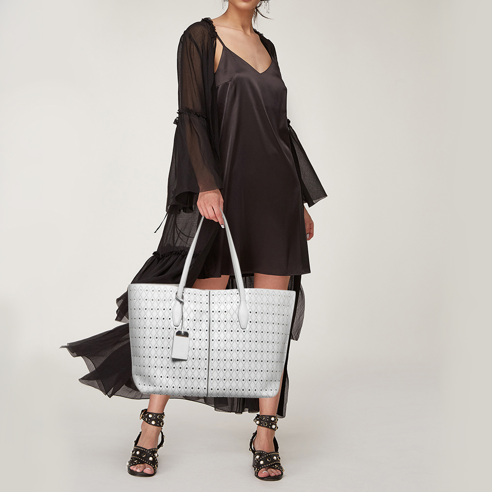 

Tod's Grey Perforated Leather Shopper Tote