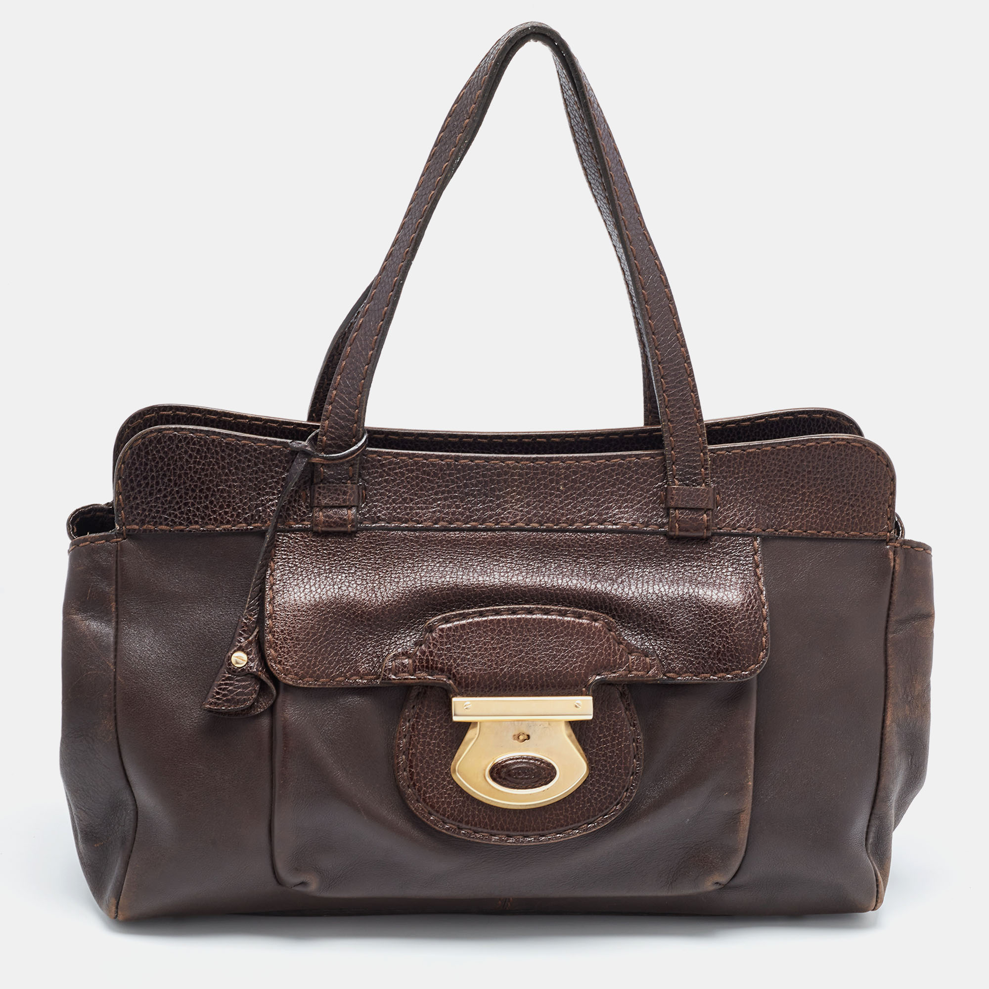 

Tod's Choco Brown Leather Front Pocket Satchel