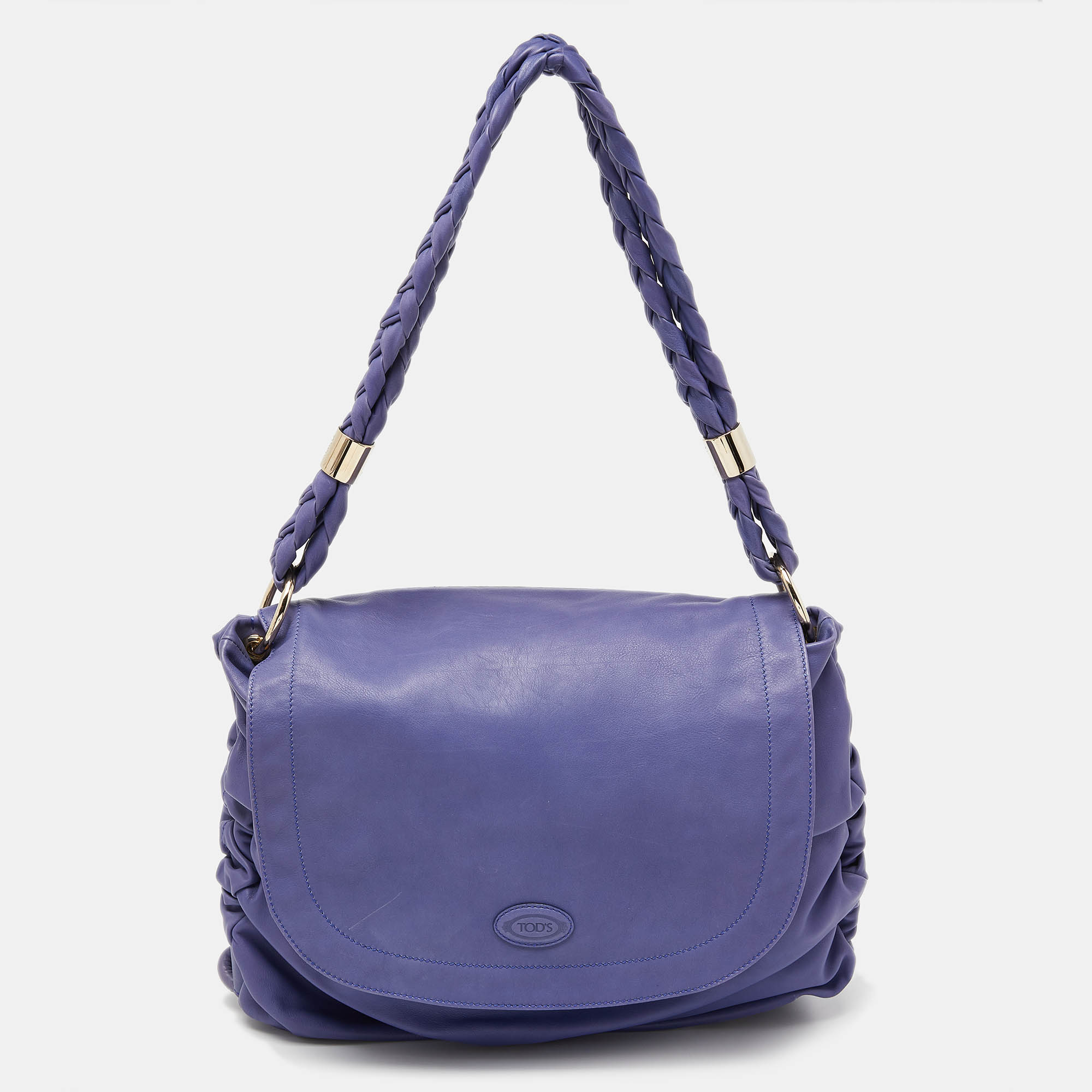 Pre-owned Tod's Purple Leather Softy Goa Flap Shoulder Bag