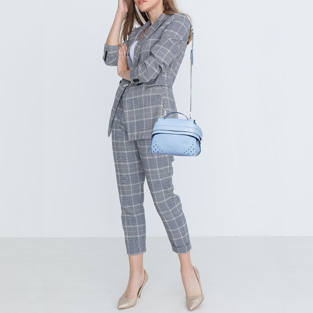 

Tod’s Light Blue Leather Wave Top Handle Bag