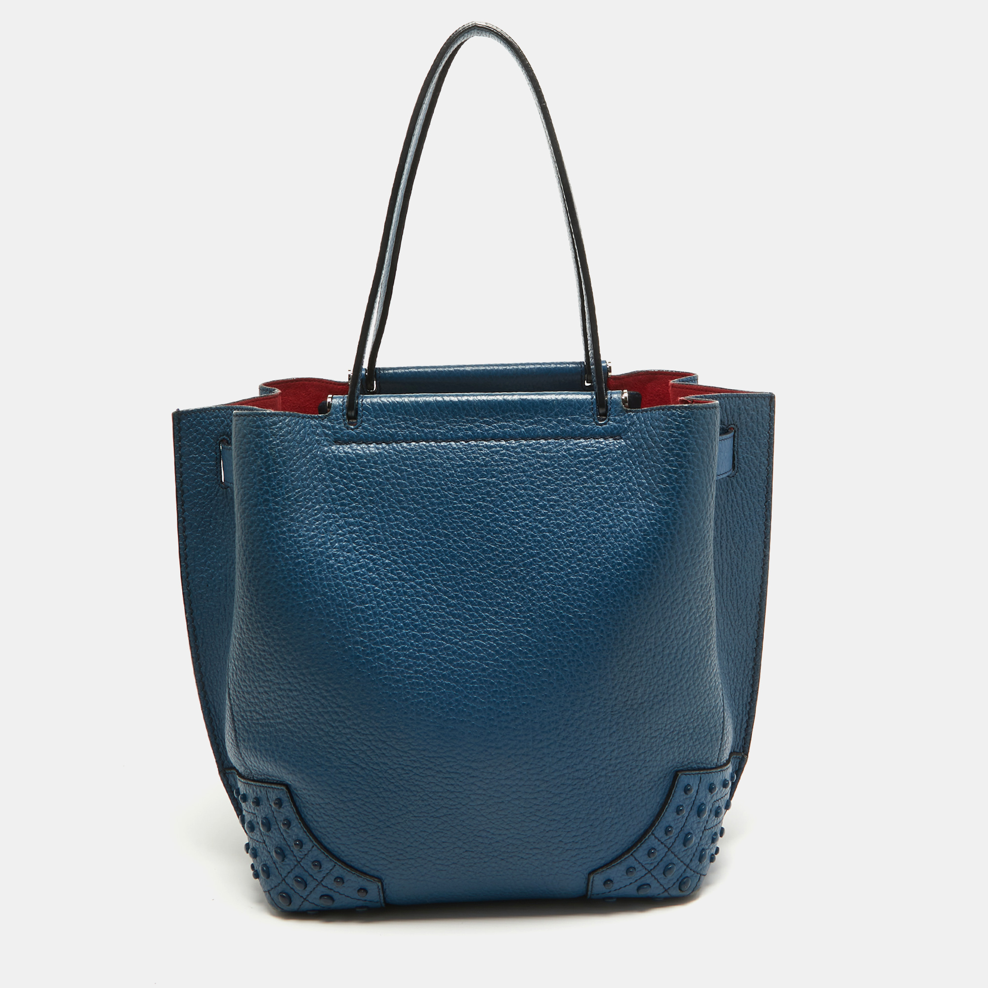 Pre-owned Tod's Blue Pebble Leather Wave Tote