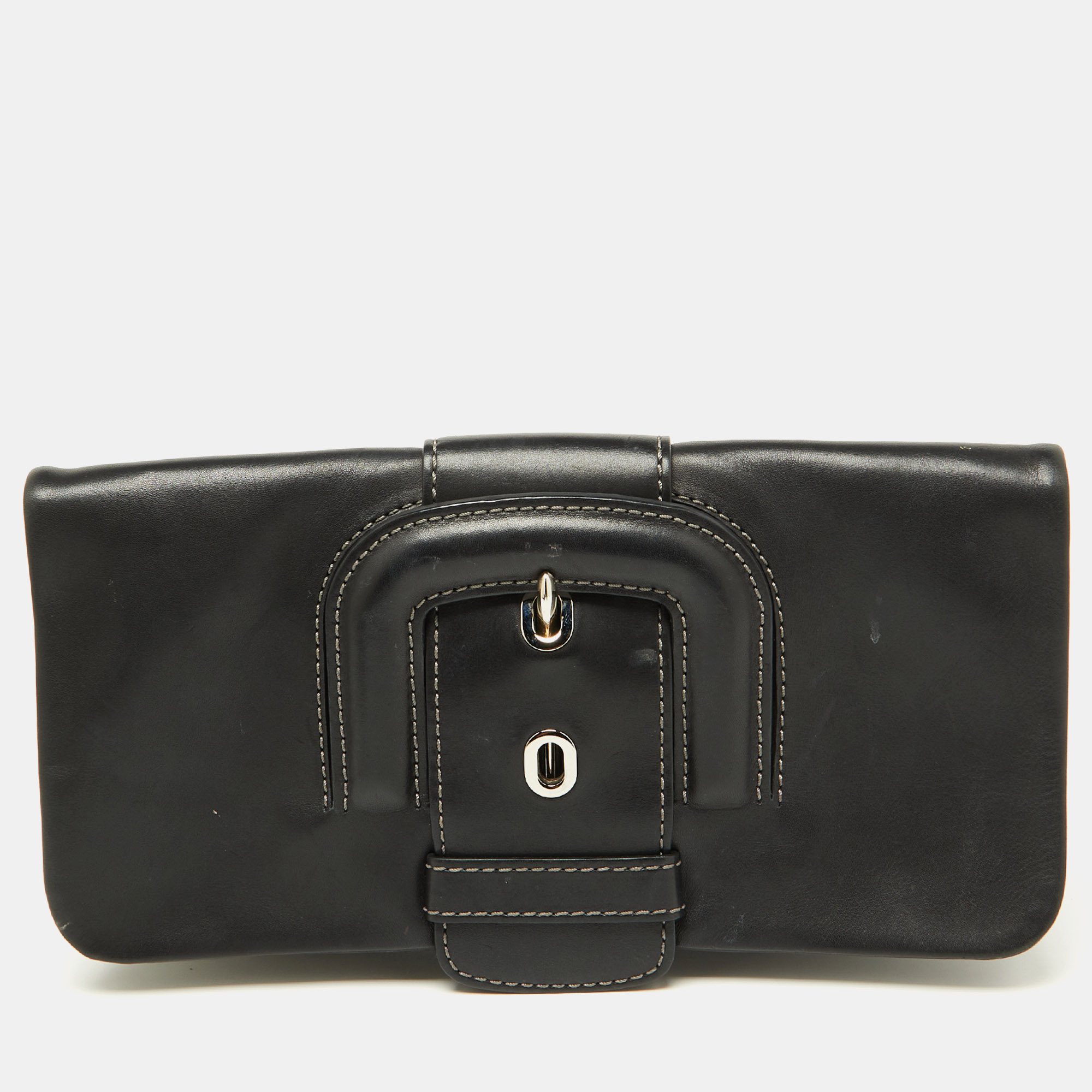 

Tod's Black Leather Lucy Flap Clutch