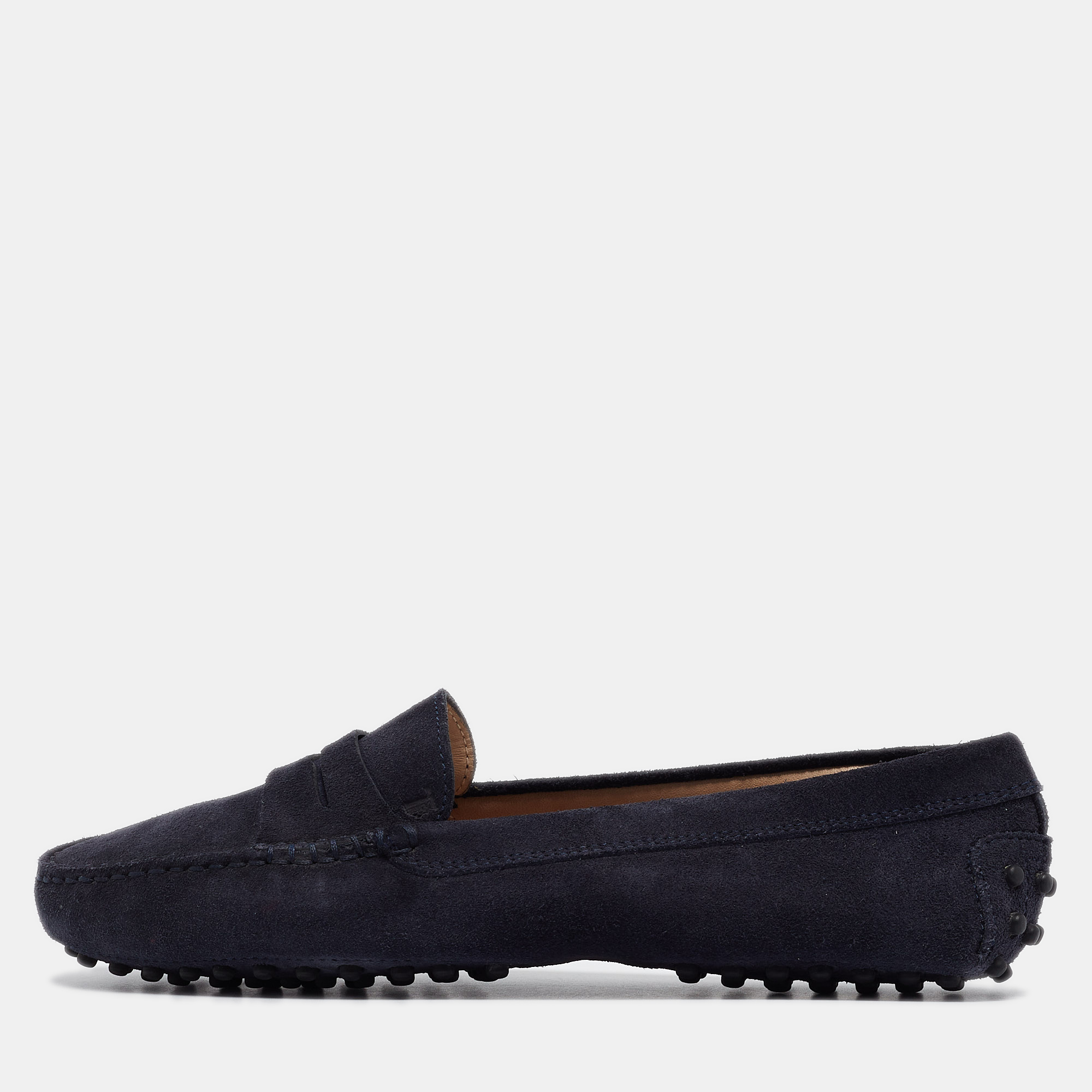 

Tod's Navy Blue Suede Penny Loafers Size