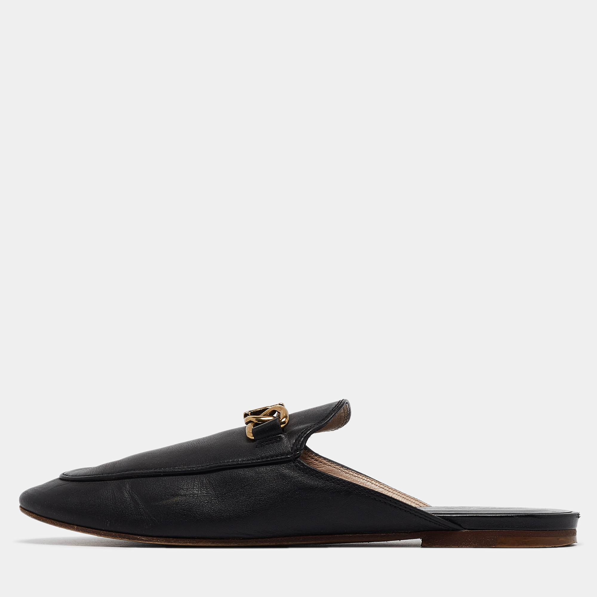 

Tod's Black Leather Slip On Mules Size