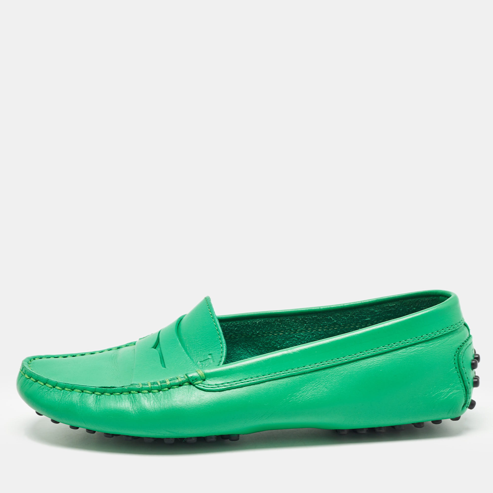 

Tod's Green Leather Penny Loafers Size