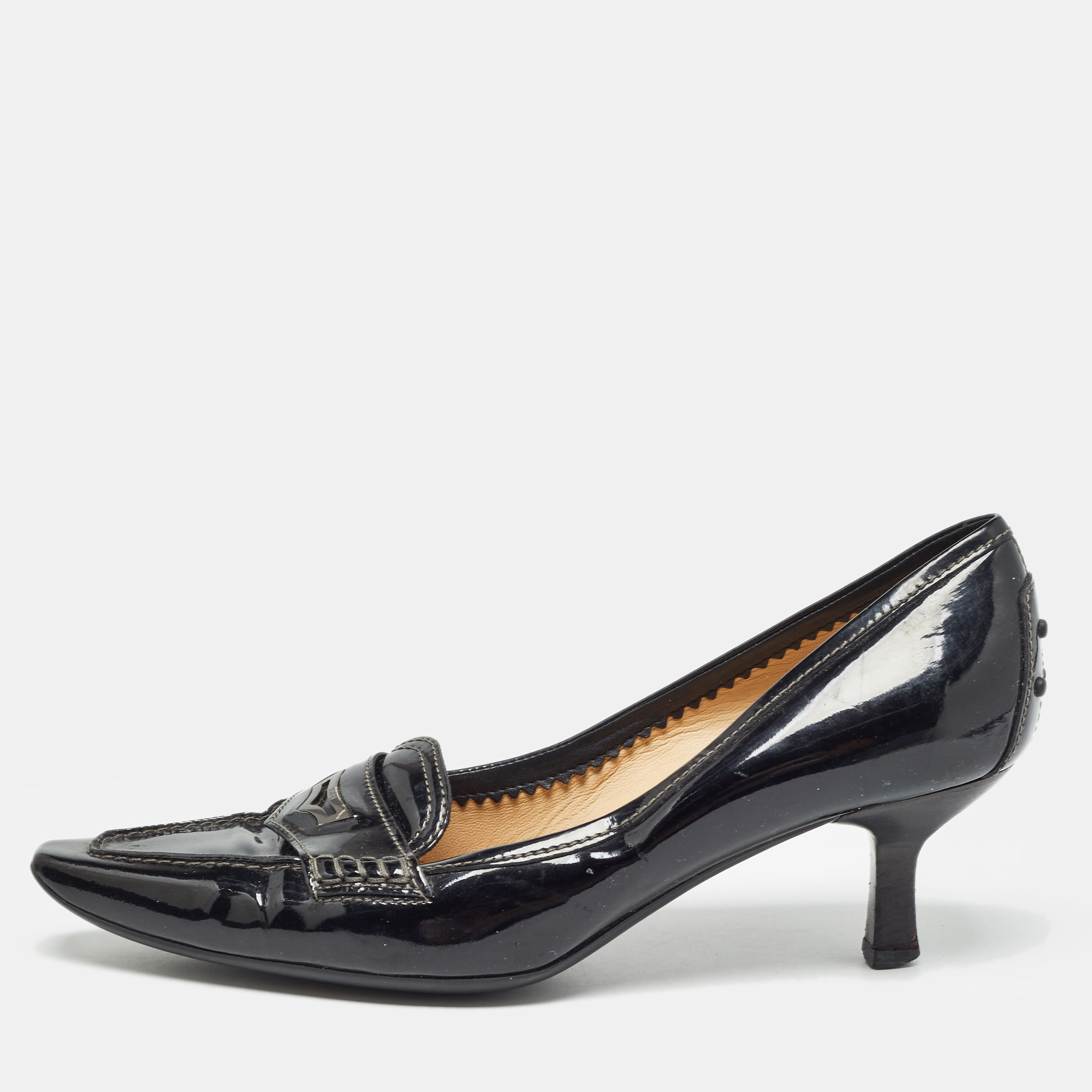 

Tod's Black Patent Leather Loafer Pumps Size
