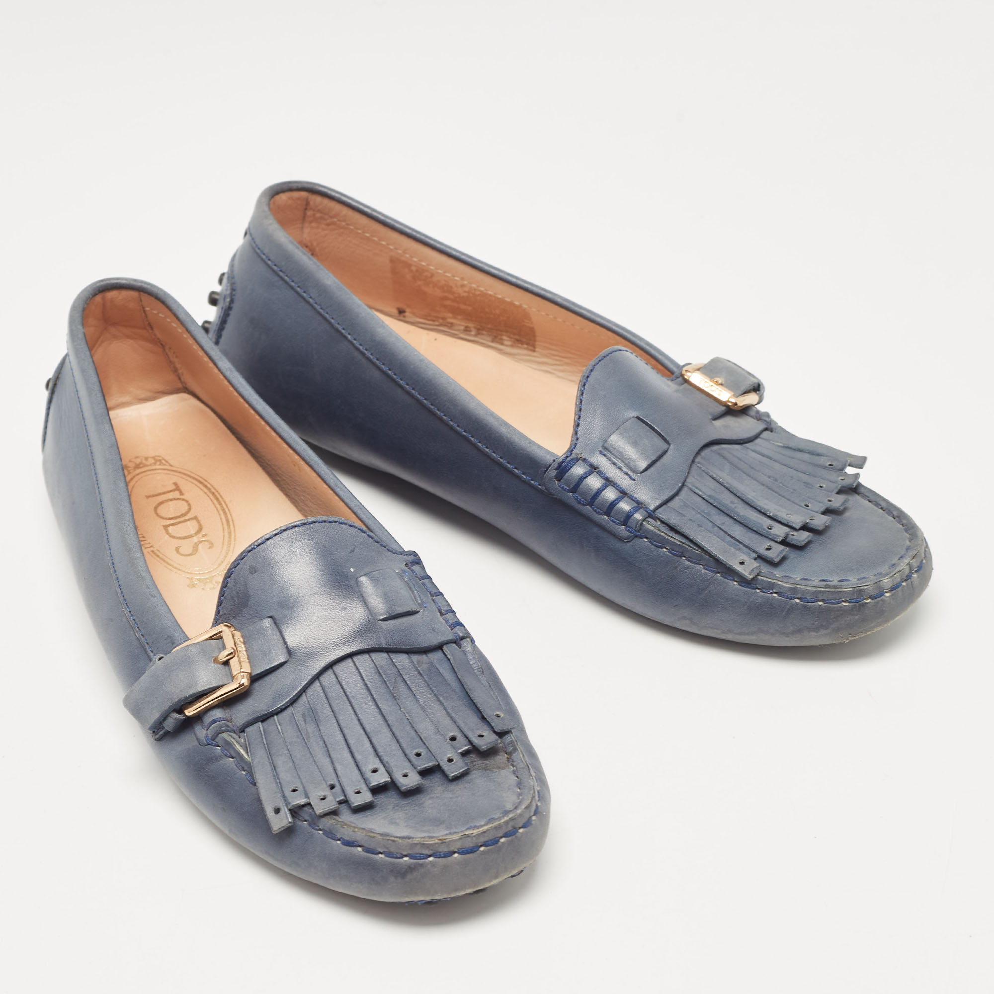 Tod`s Blue Leather Loafers 37 