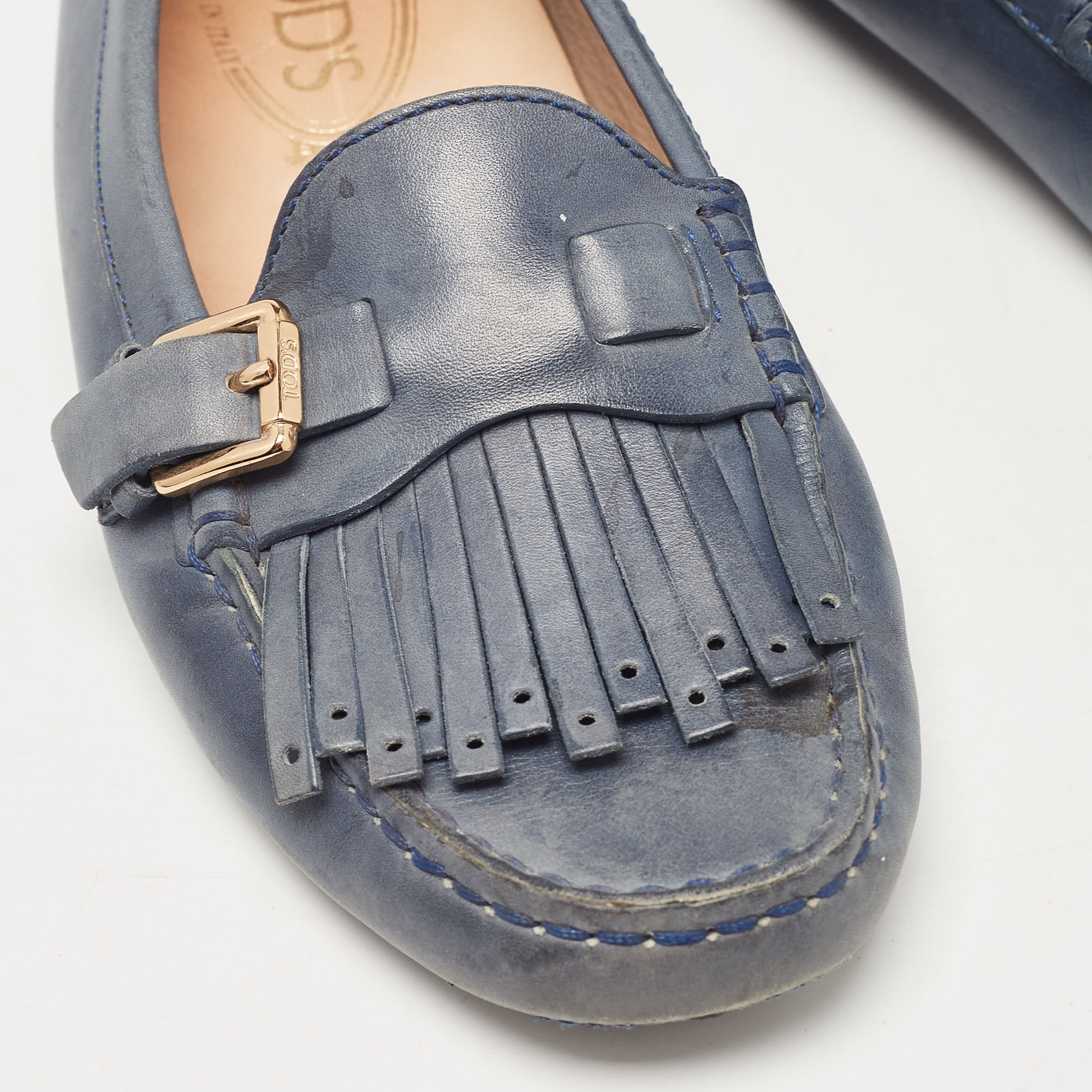 Tod`s Blue Leather Loafers 37 