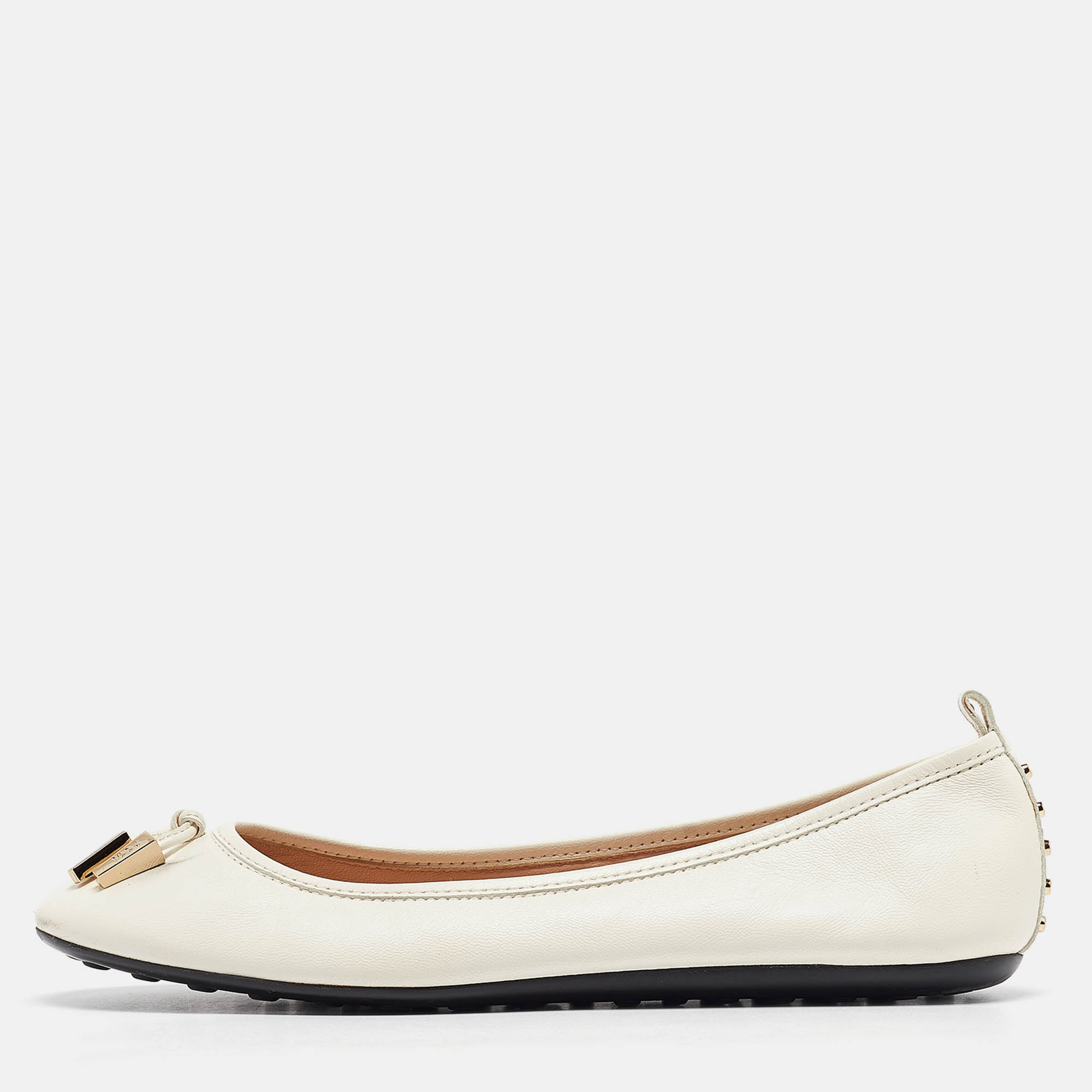 

Tod's White Leather Stud Ballet Flats Size 37