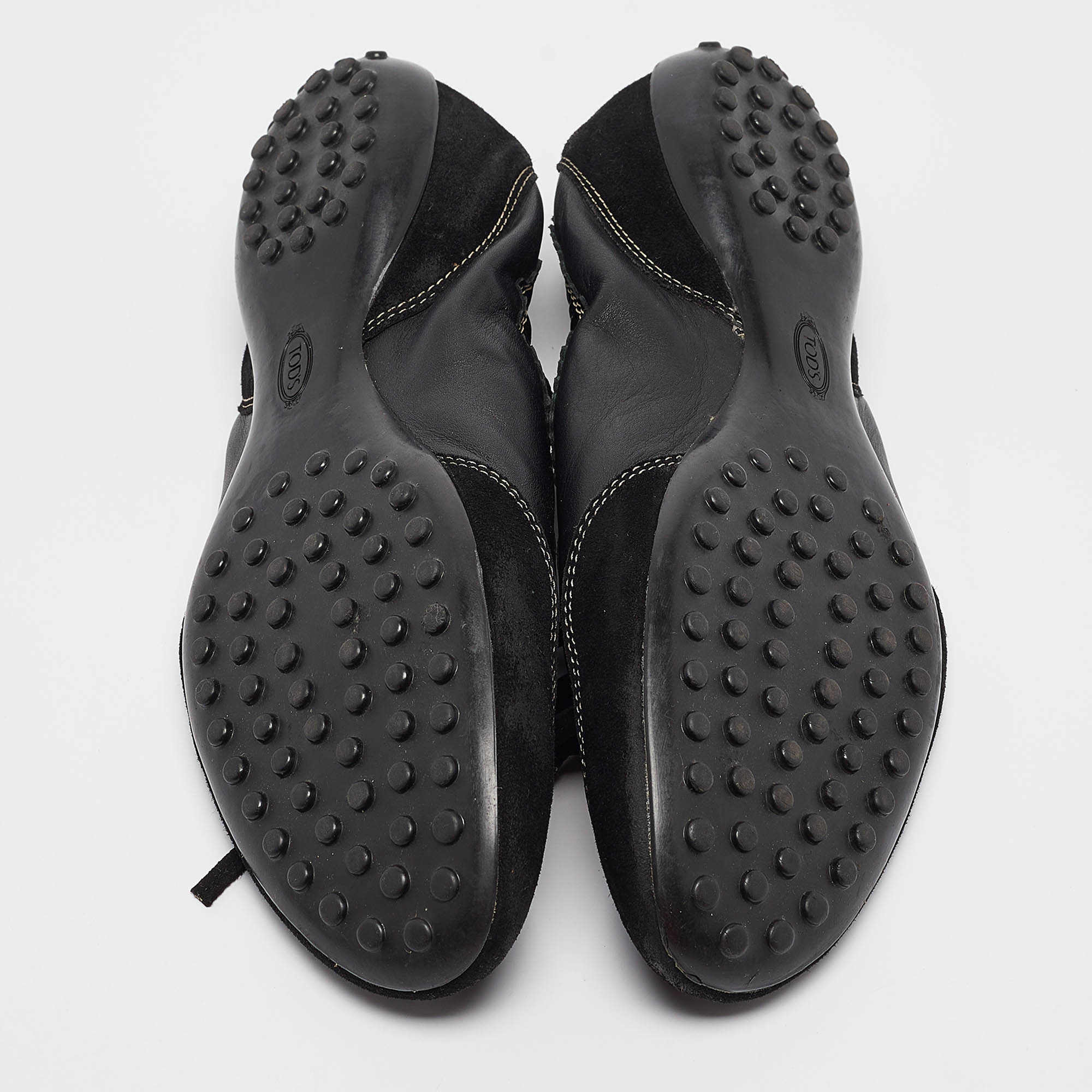 Tod`s Black Leather and Suede Ballet Flats Size 37.5 