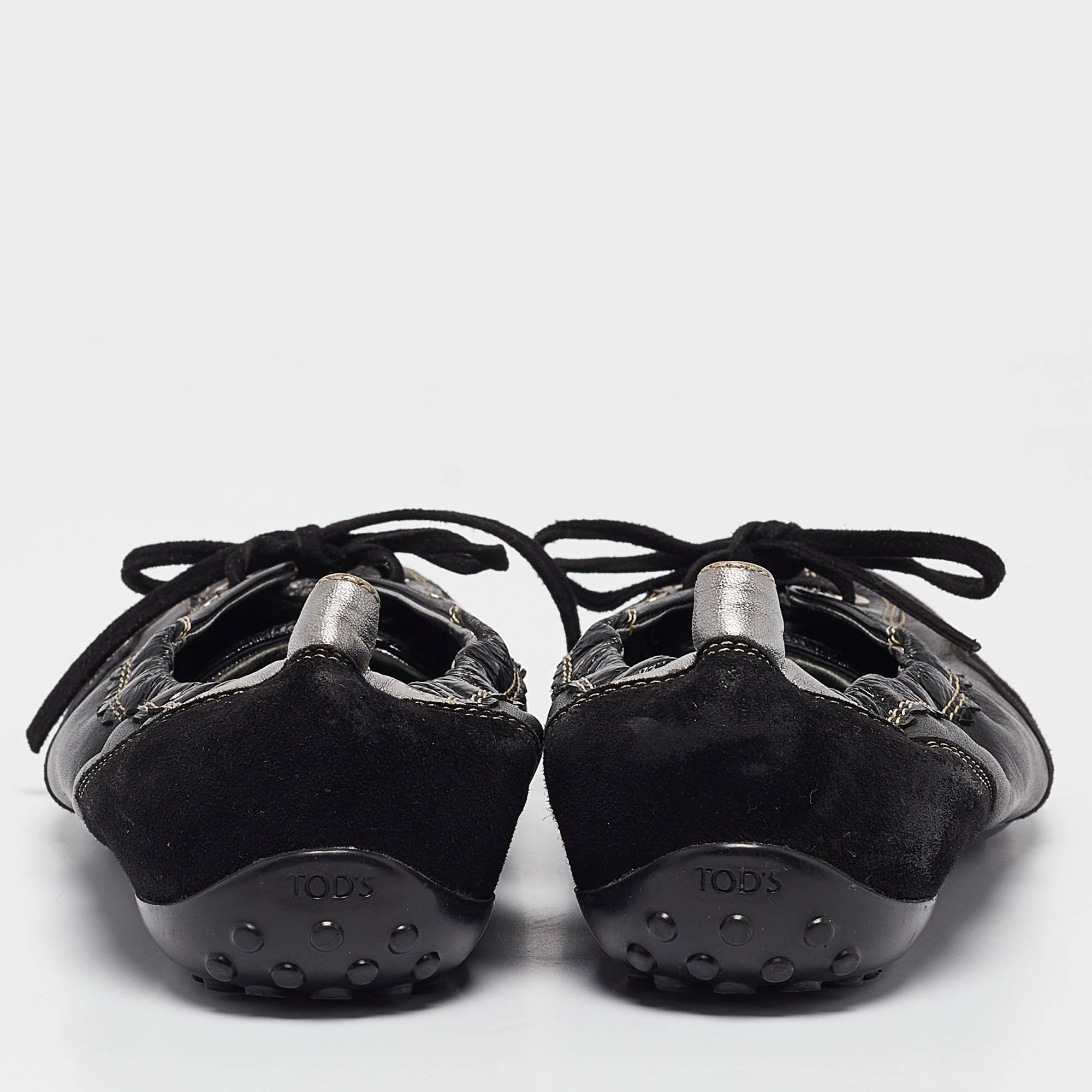 Tod`s Black Leather and Suede Ballet Flats Size 37.5 