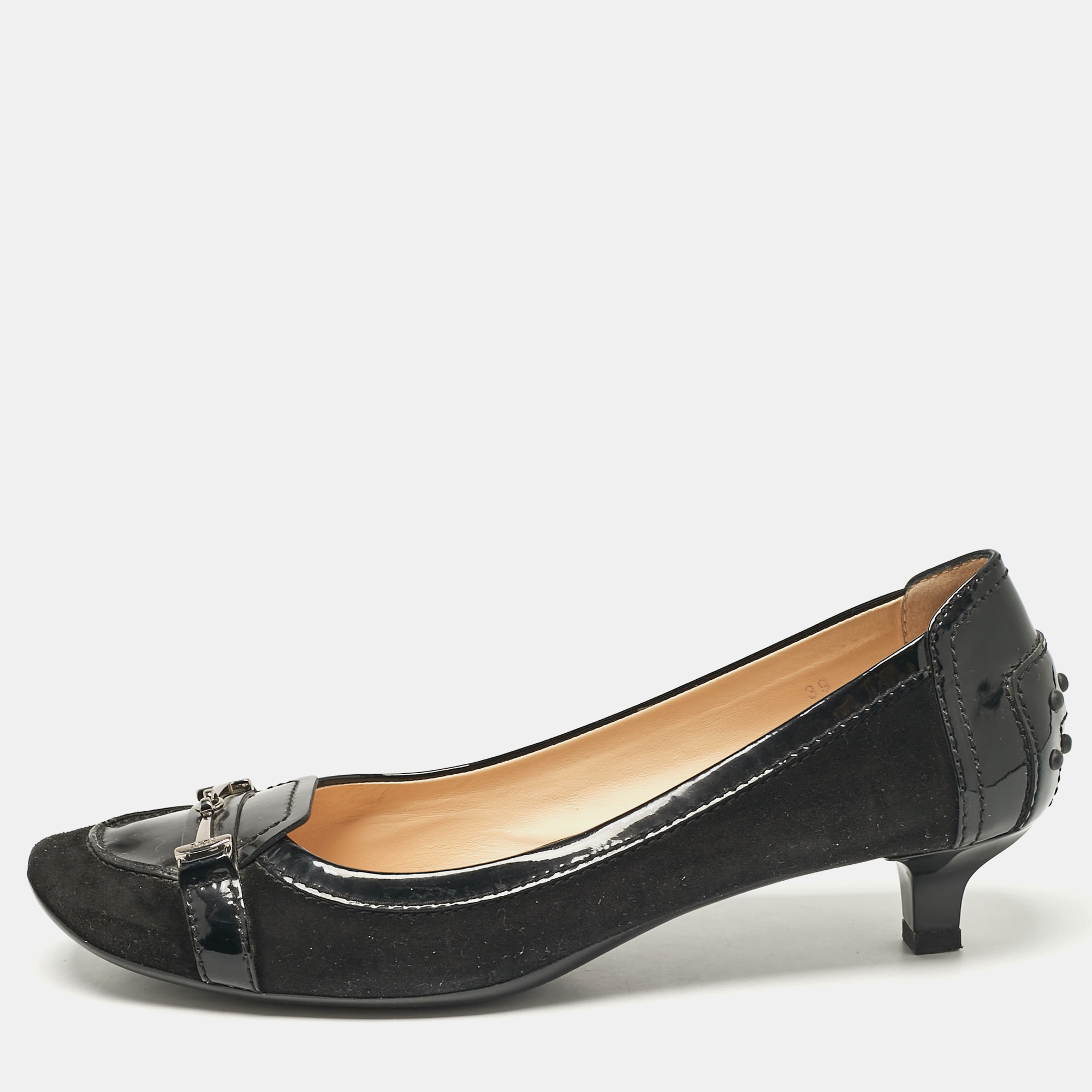 

Tod's Black Suede and Patent Leather Pumps Size