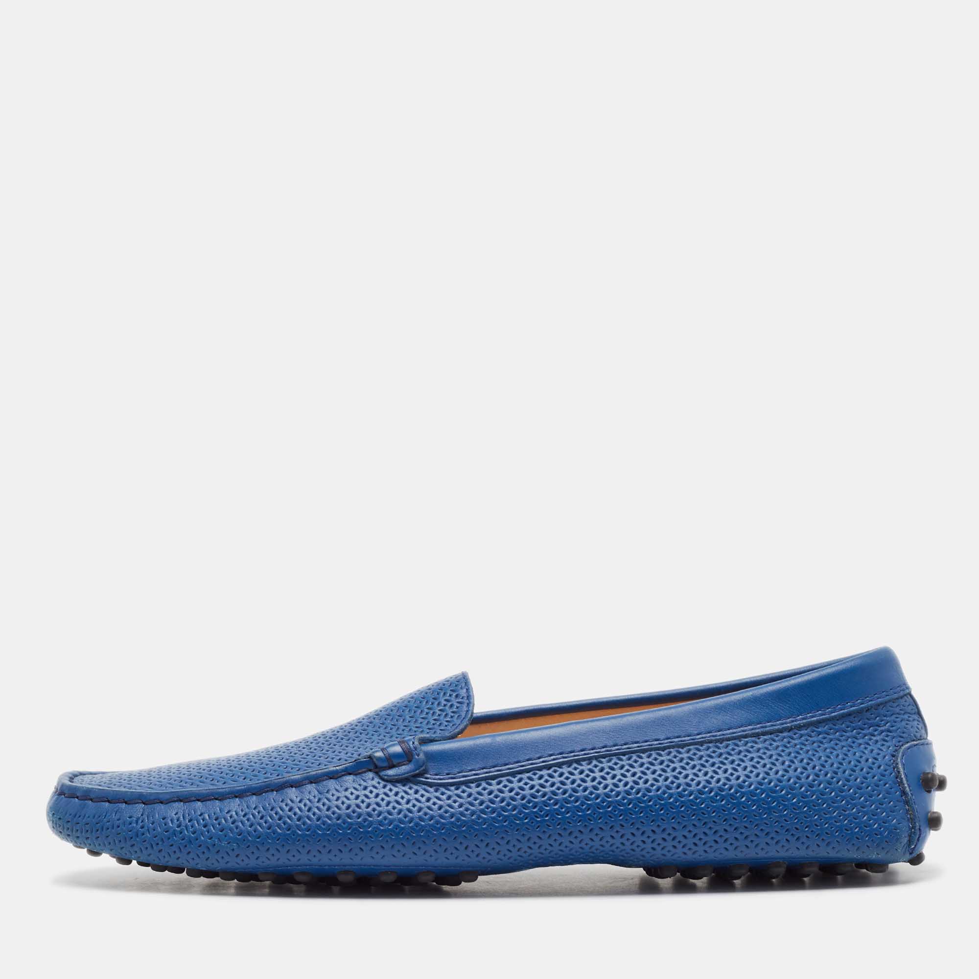 

Tod's Blue Leather Slip on Loafers Size