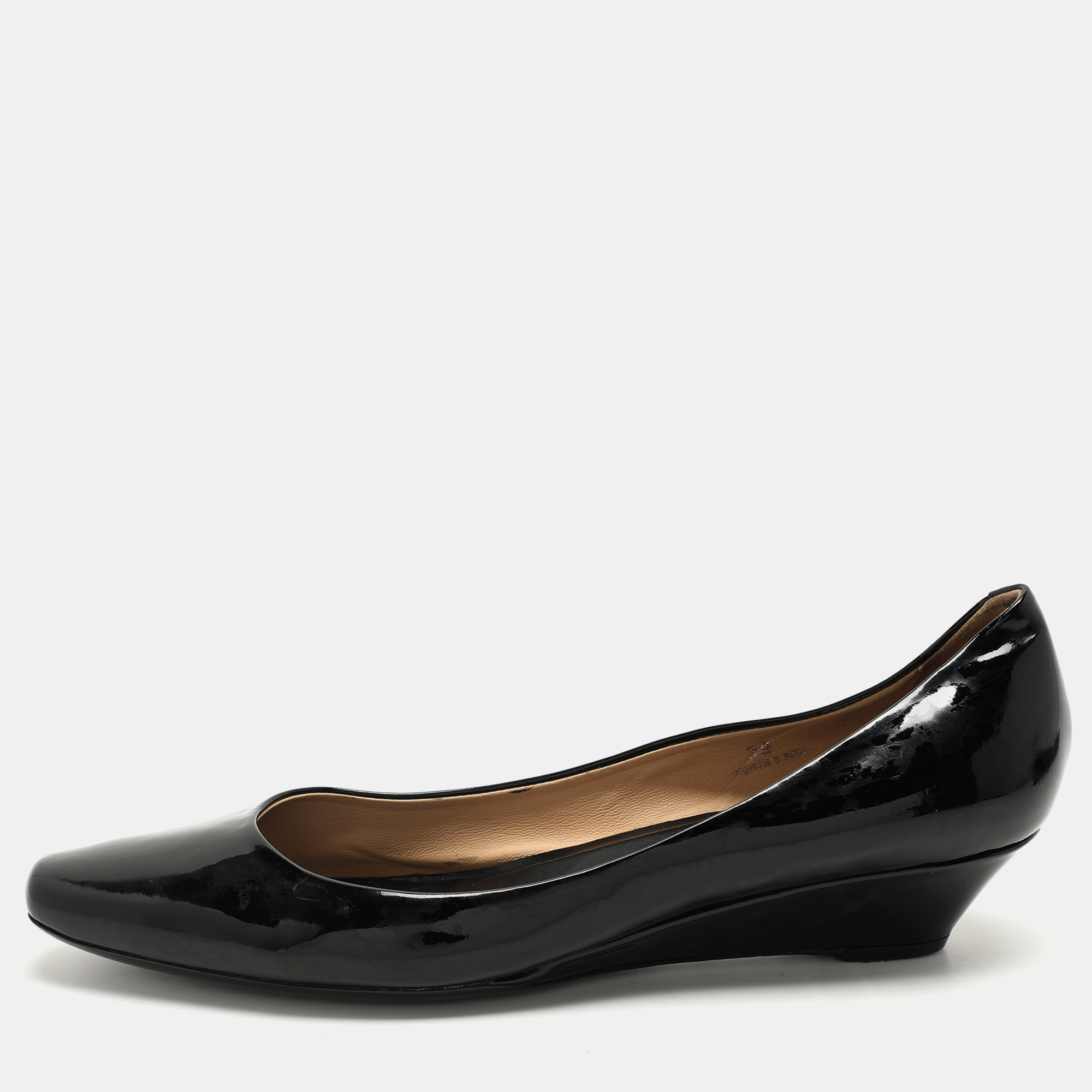 

Tod's Black Patent Leather Wedge Pumps Size