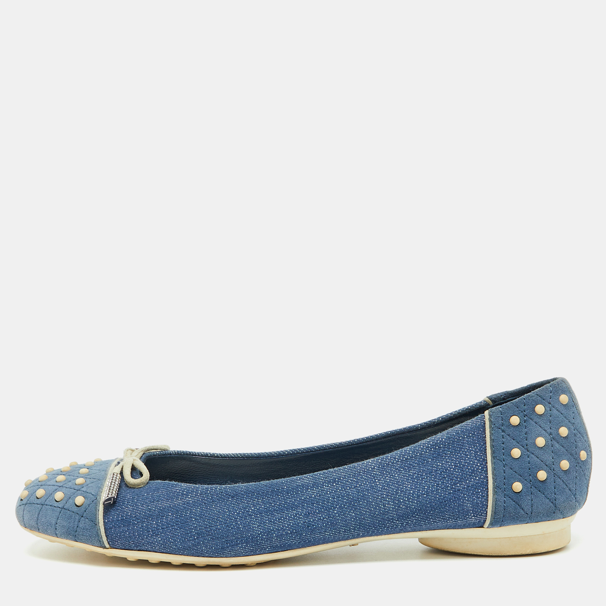 

Tod's Blue Denim and Suede Dew Ballet Flats Size