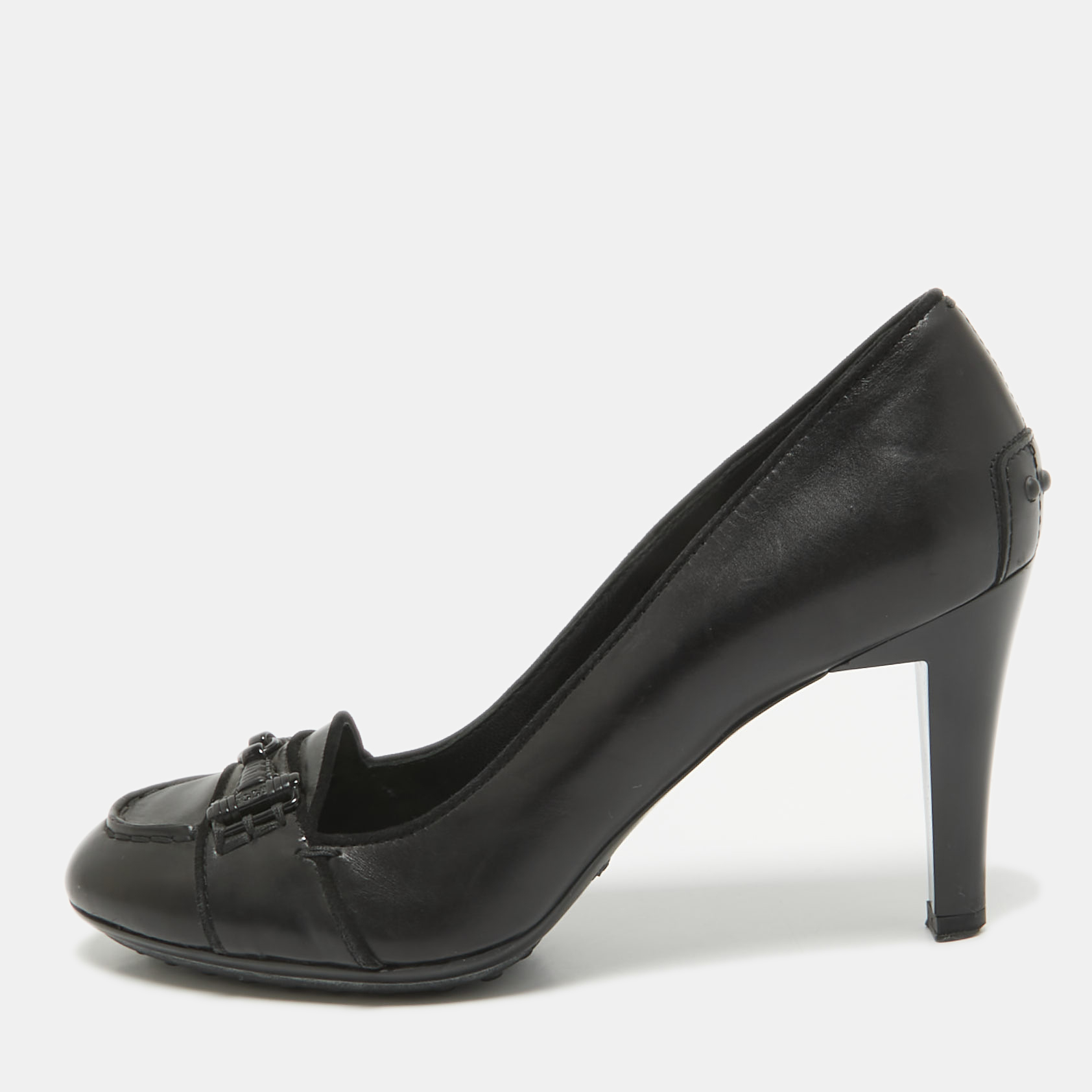 

Tod's Black Leather Loafer Pumps Size