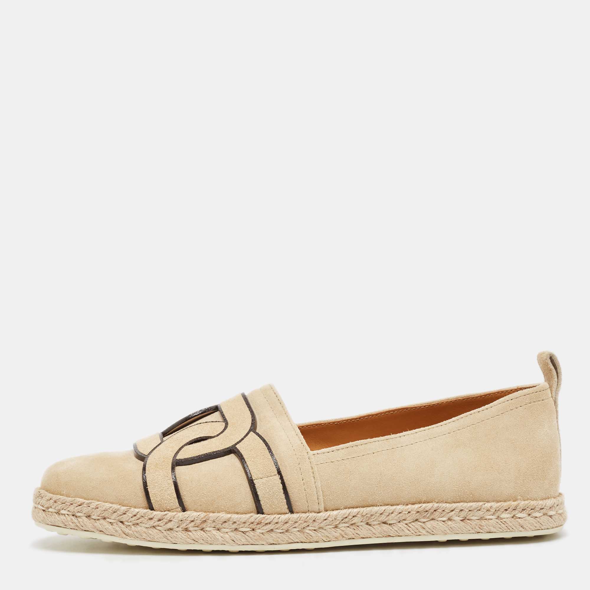 

Tod's Beige Suede Kate Espadrille Flats Size