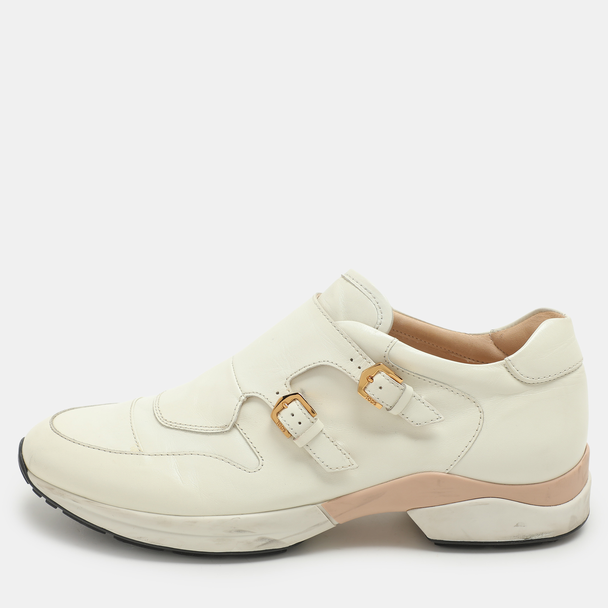 

Tod's Cream Leather Monk Sneakers Size