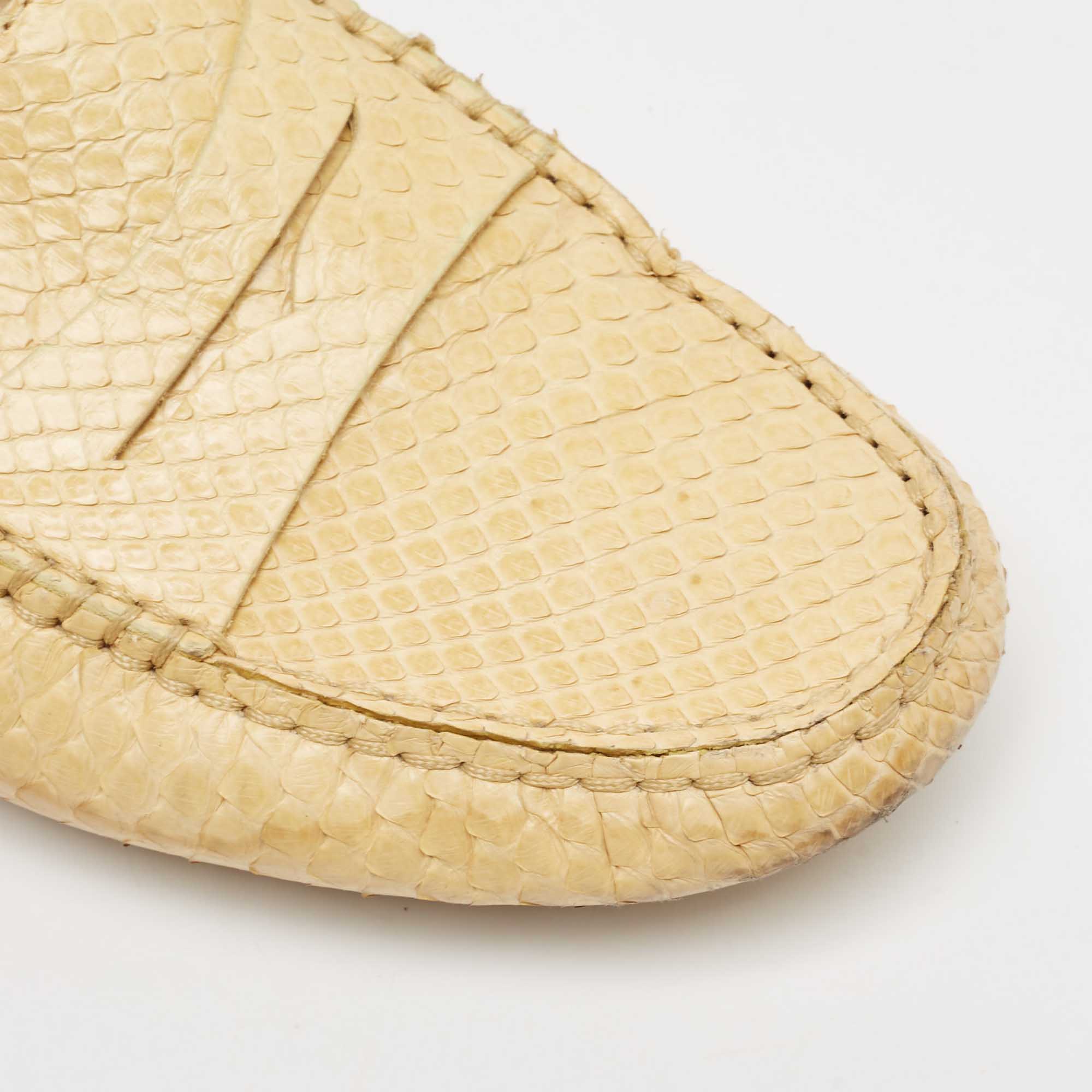 Tod`s Yellow Python Leather Loafers Size 37.5 