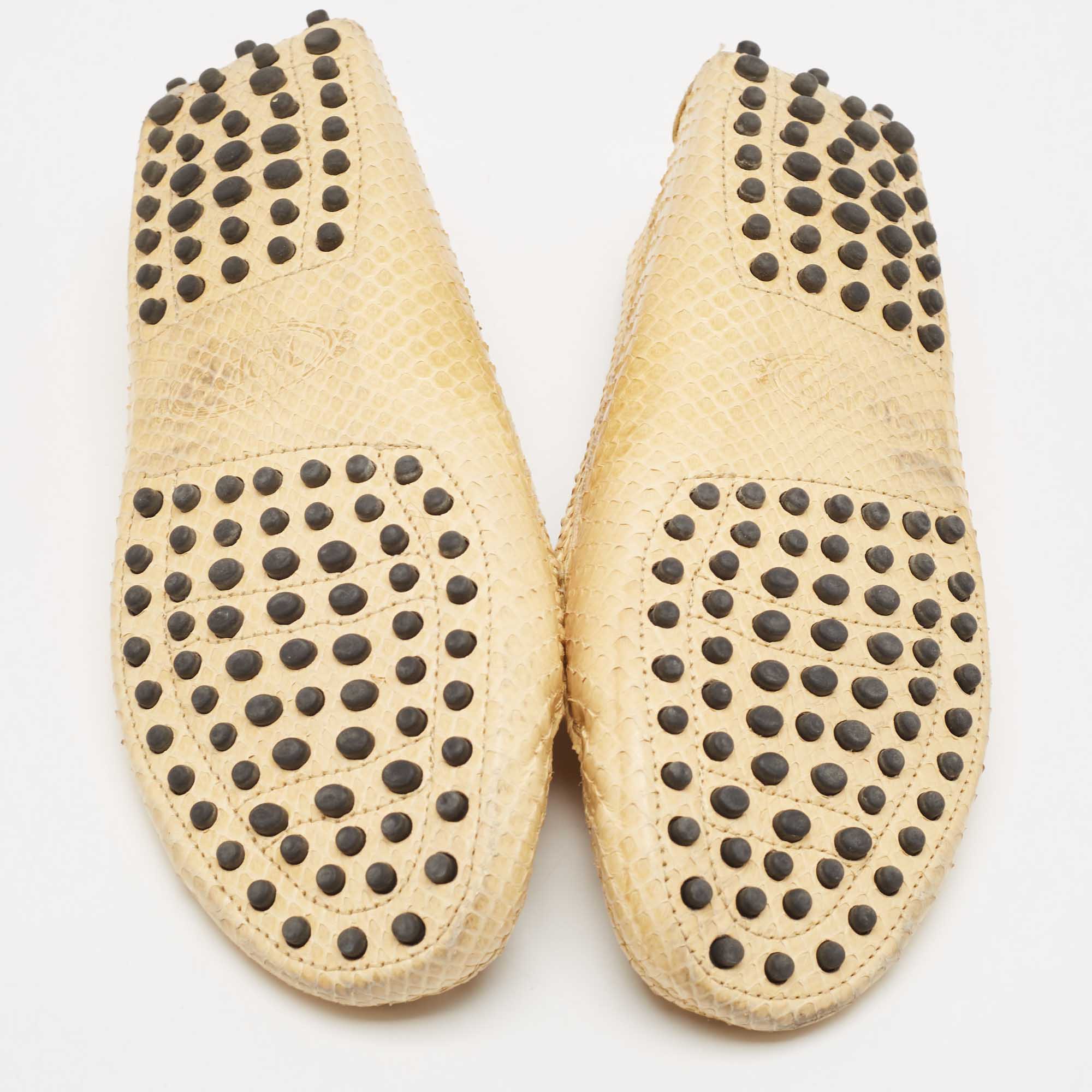 Tod`s Yellow Python Leather Loafers Size 37.5 