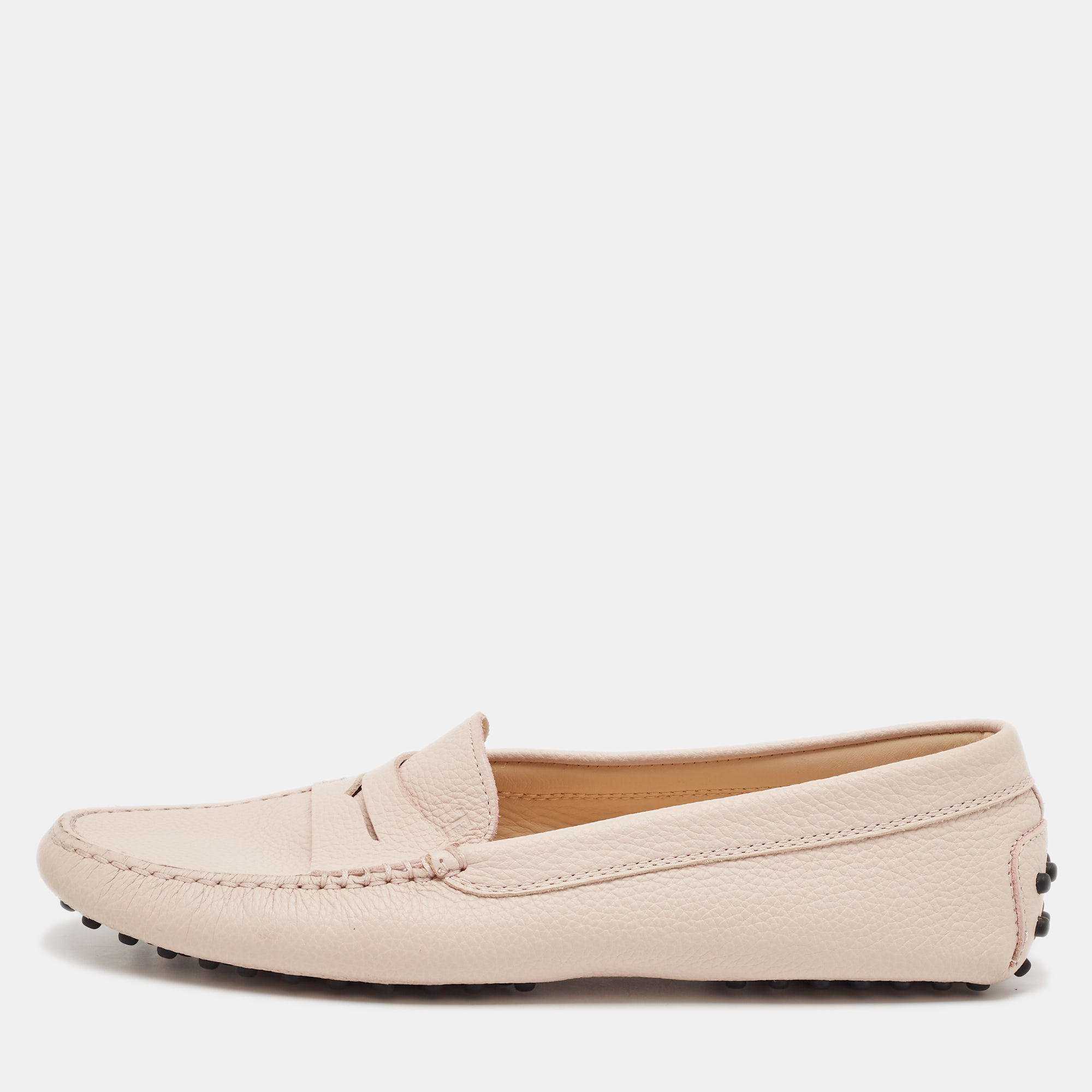 

Tod's Cream Leather Slip On Loafers Size