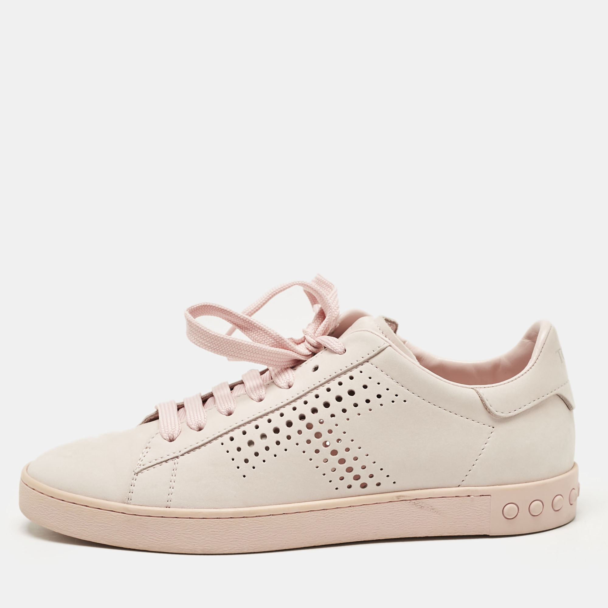 

Tod's Pink Perforated Nubuck Leather Low Top Sneakers Size