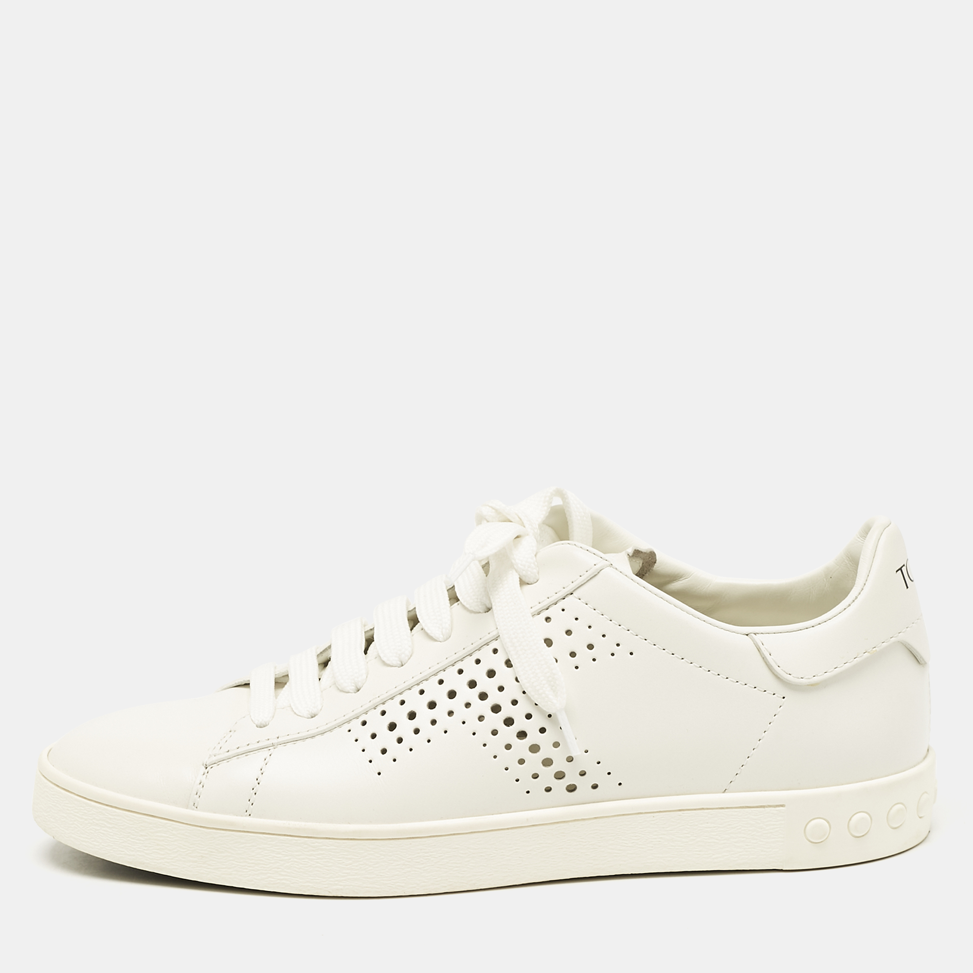 

Tod's White Leather Lace Up Sneakers Size