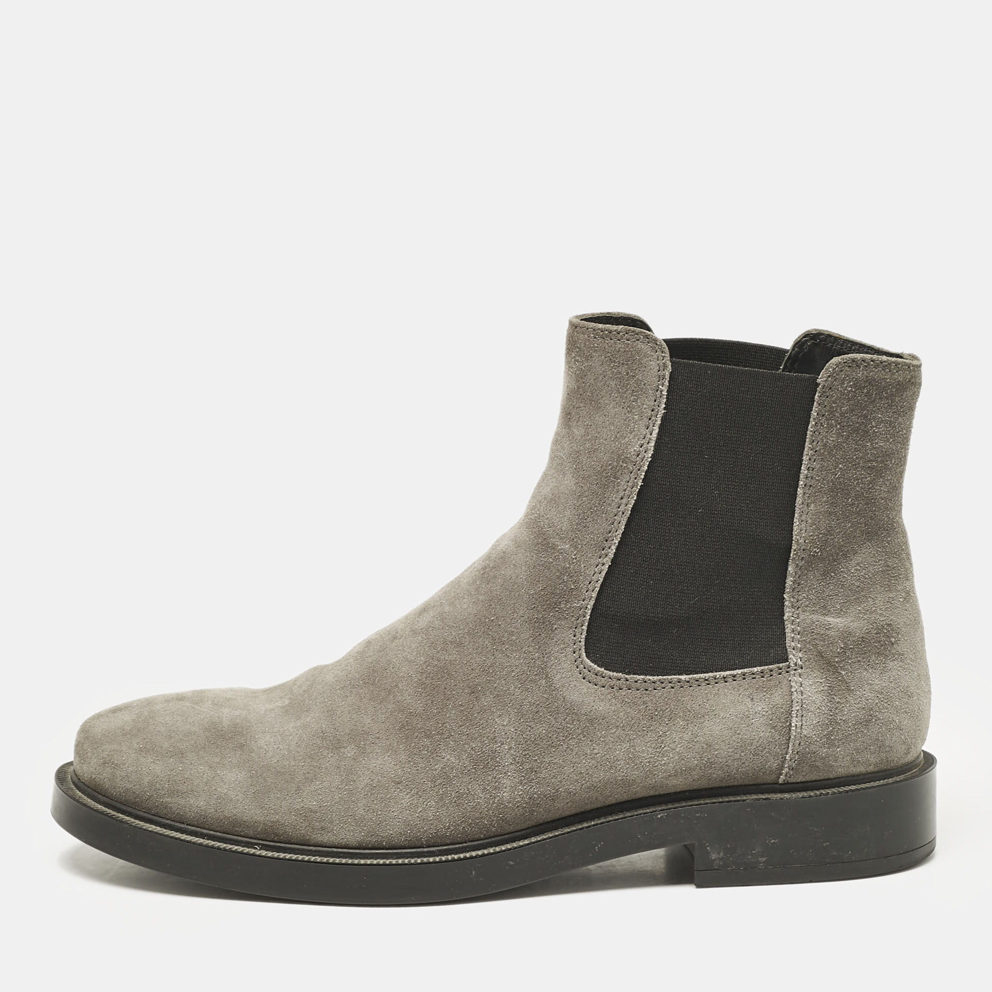 

Tod's Grey Suede and Elastic Fabric Ankle Boots Size