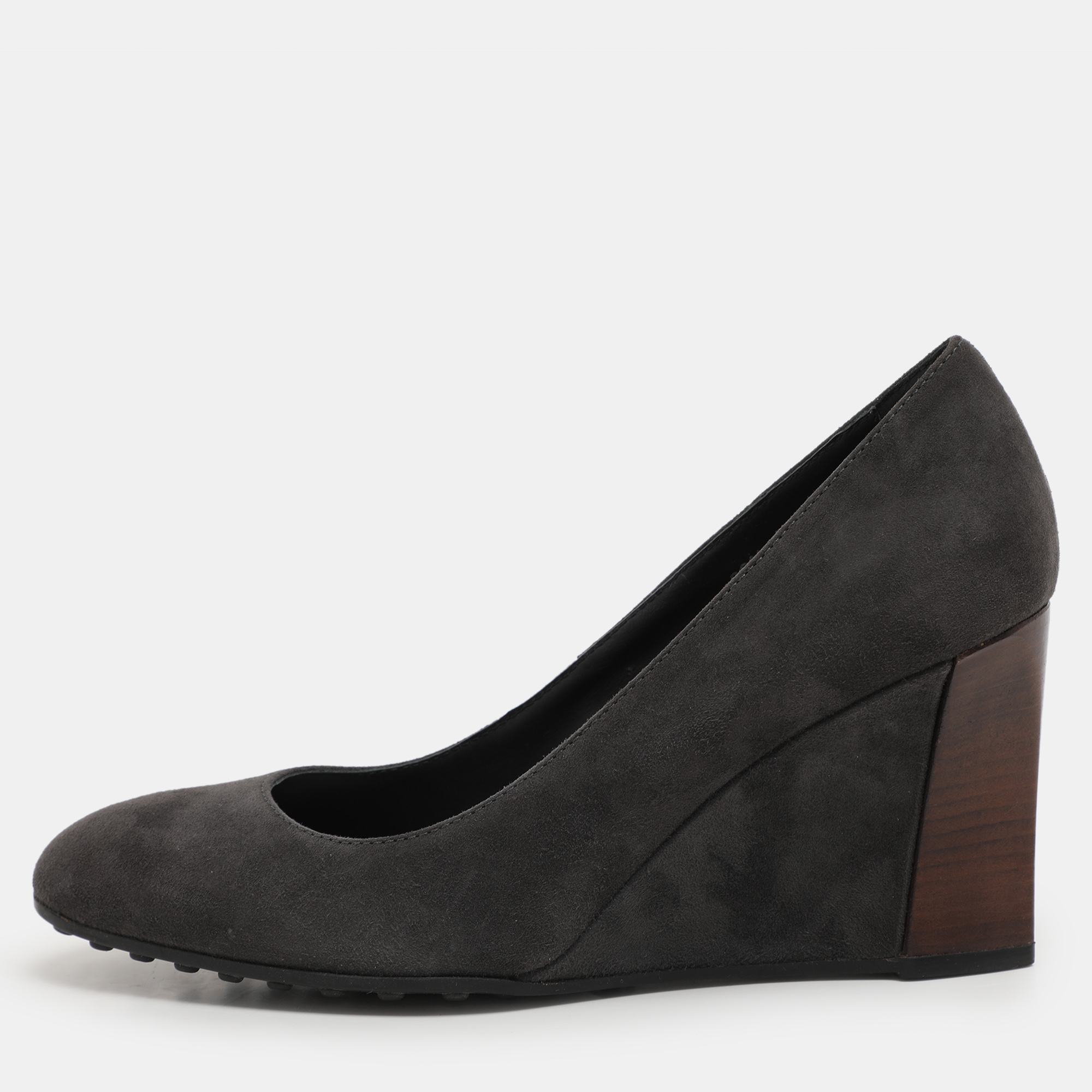 

Tod's Grey Suede Wedge Pumps Size