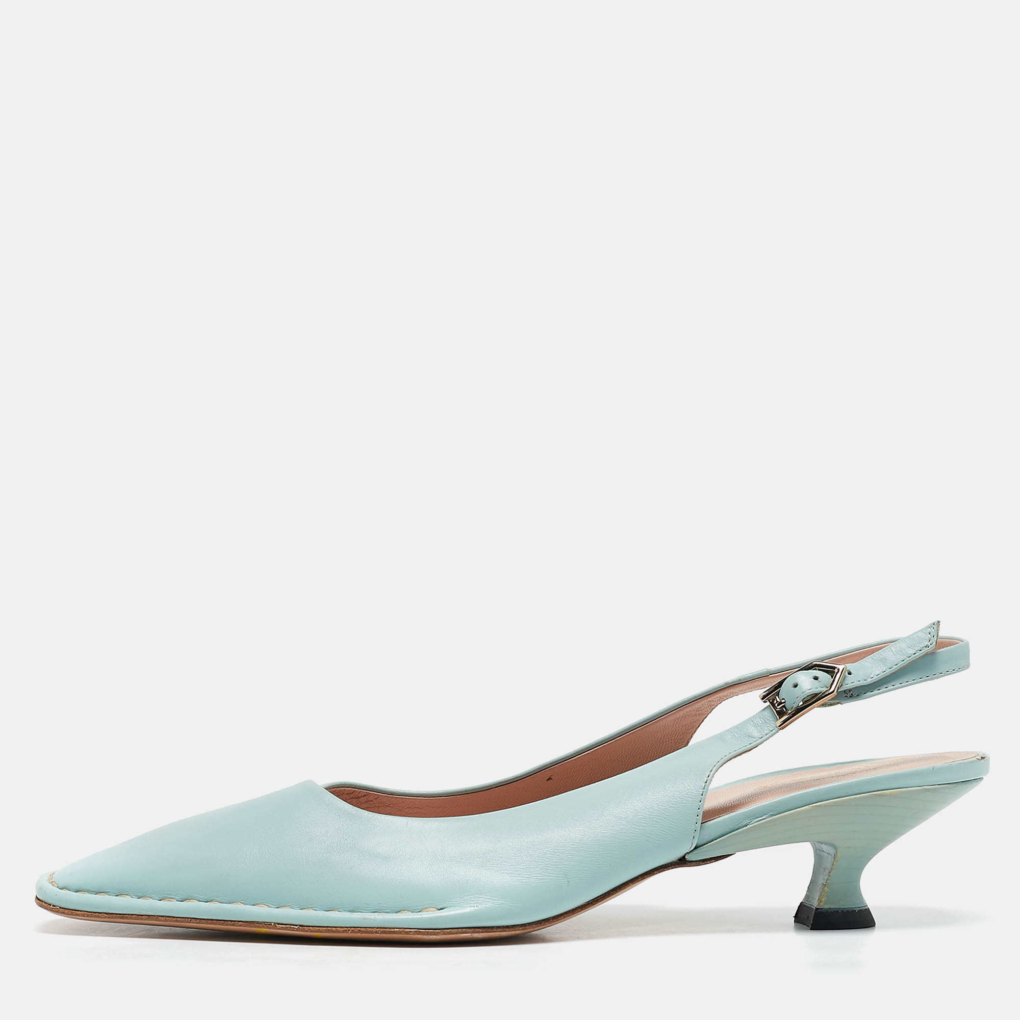 

Tod's Blue Leather Slingback Pumps Size