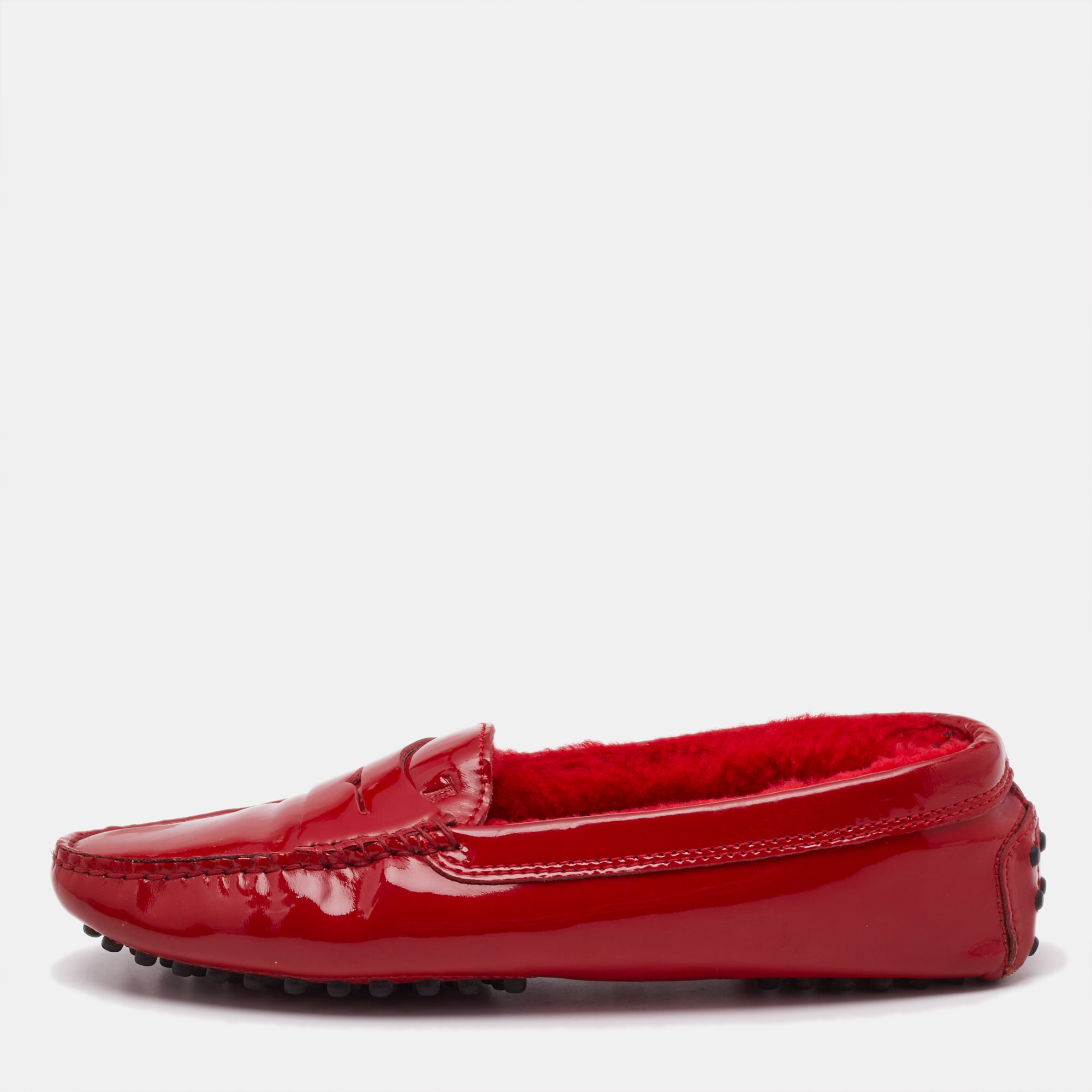 

Tod's Red Patent Leather Slip On Loafers Size