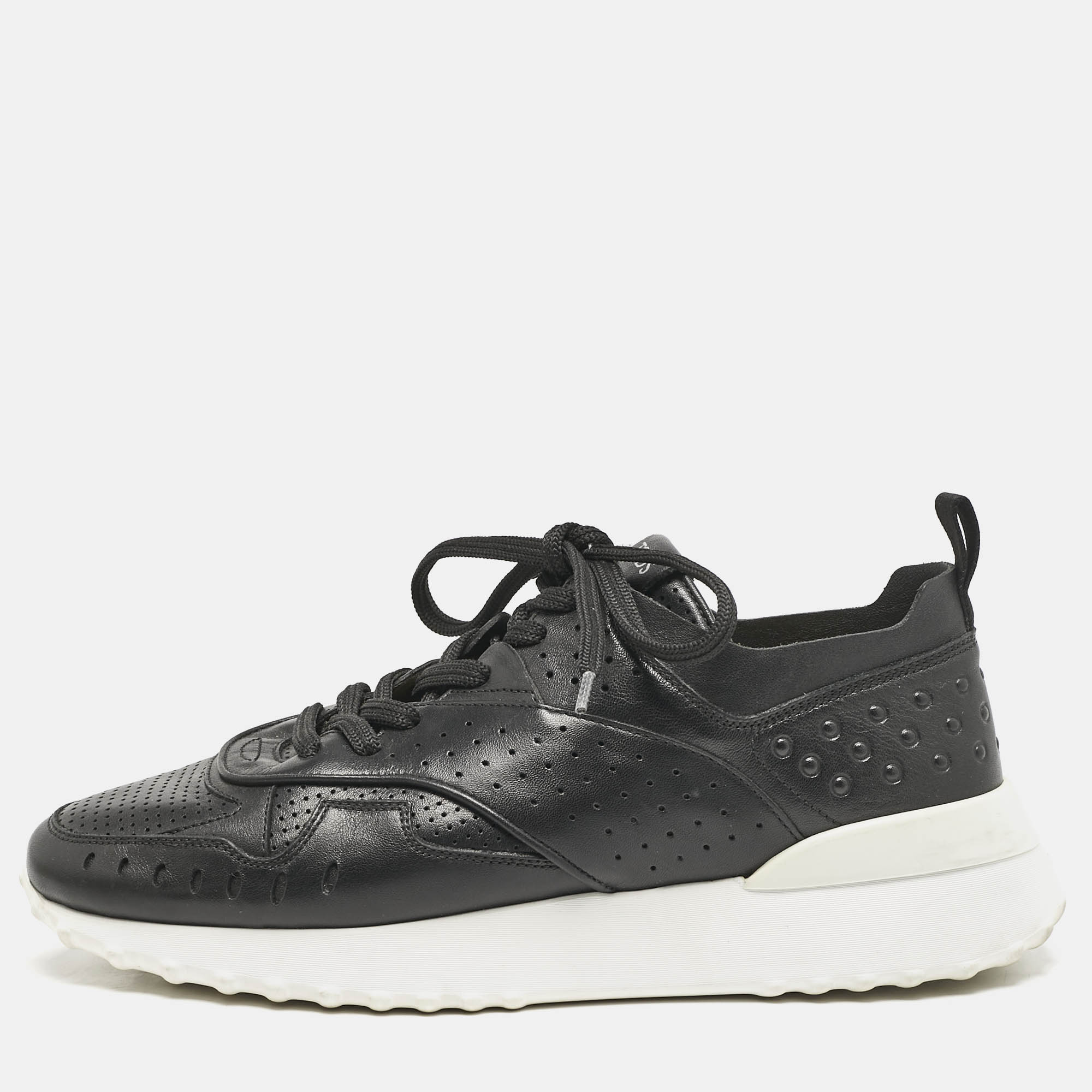 

Tod's Black Leather Fondo Sportivo Sneakers Size