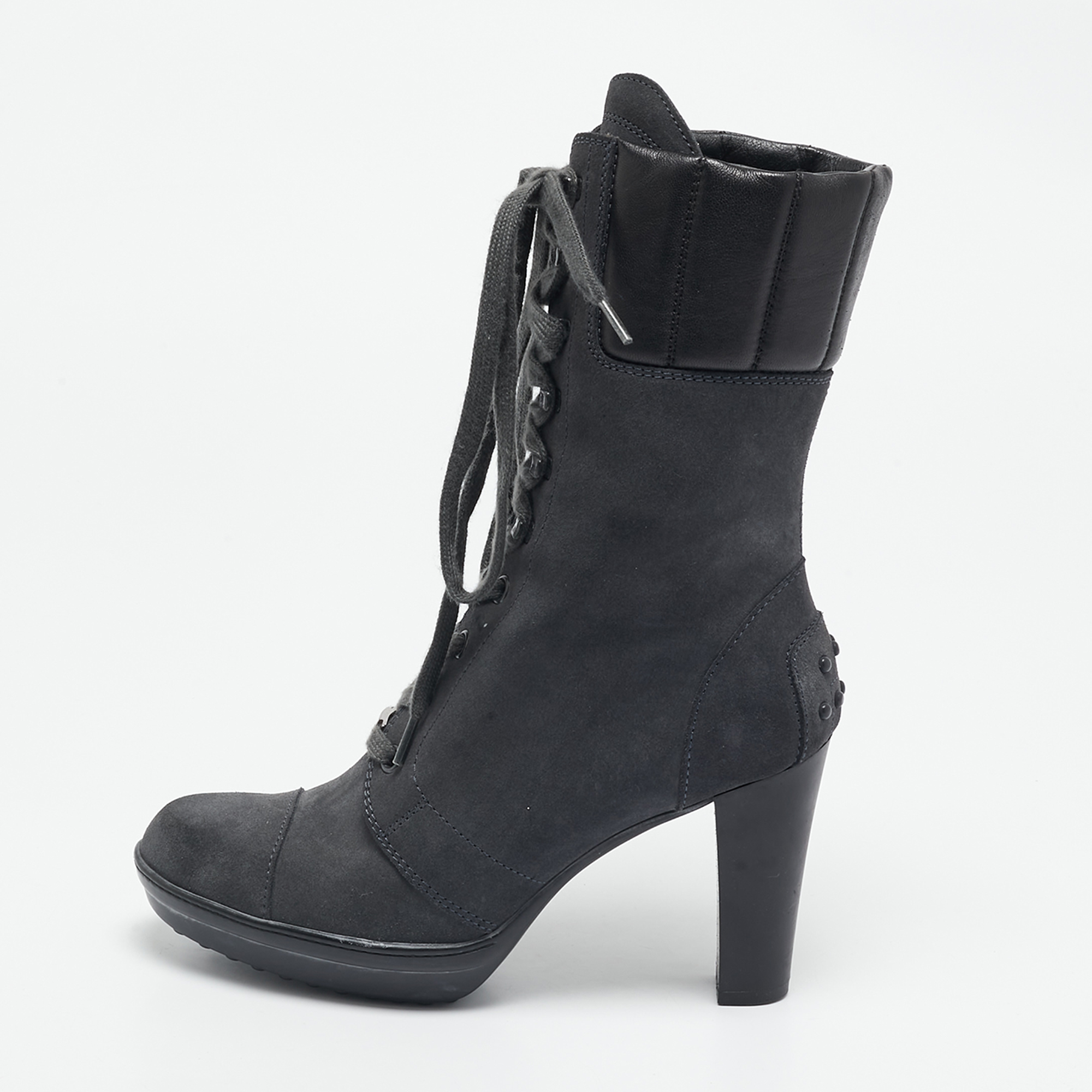 

Tod's Grey/Black Suede and Leather Ankle Boots Size