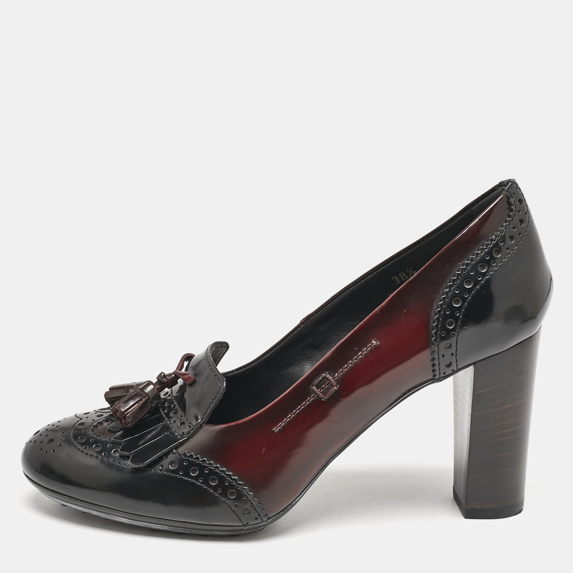 

Tod's Two Tone Leather Penny Loafer Pumps Size, Brown