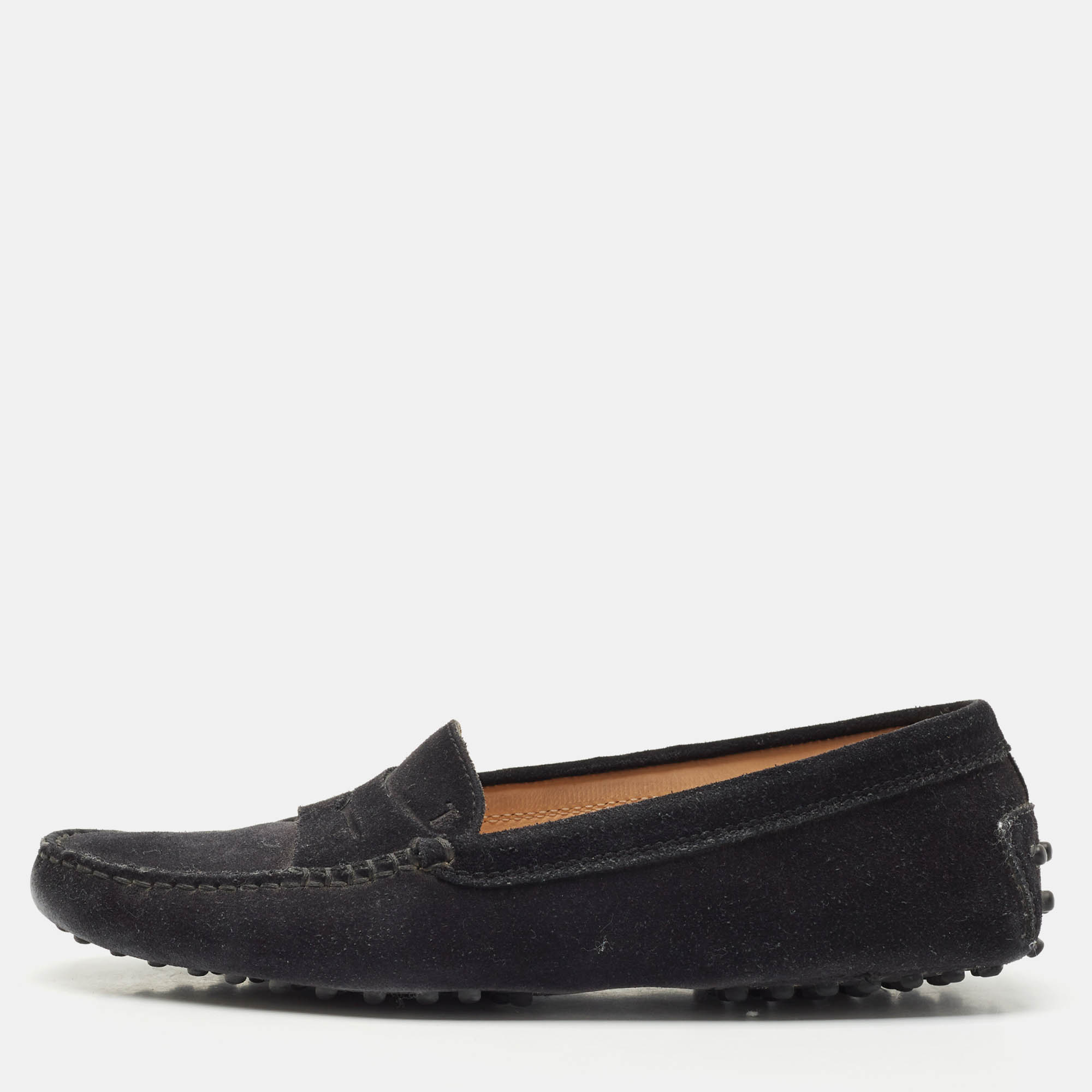 

Tod's Black Suede Slip On Loafers Size
