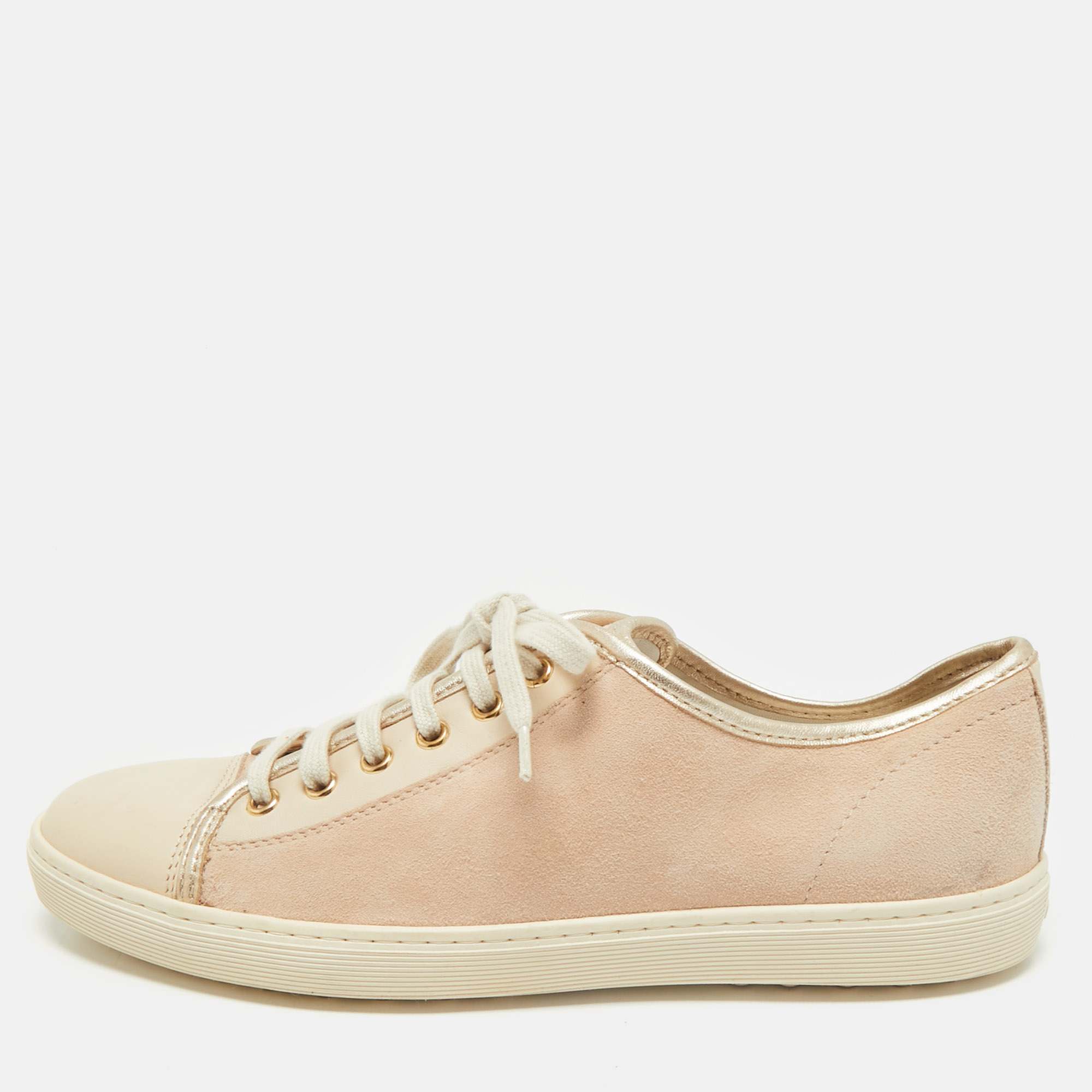 

Tod's Beige Leather and Suede Lace Up Sneakers Size