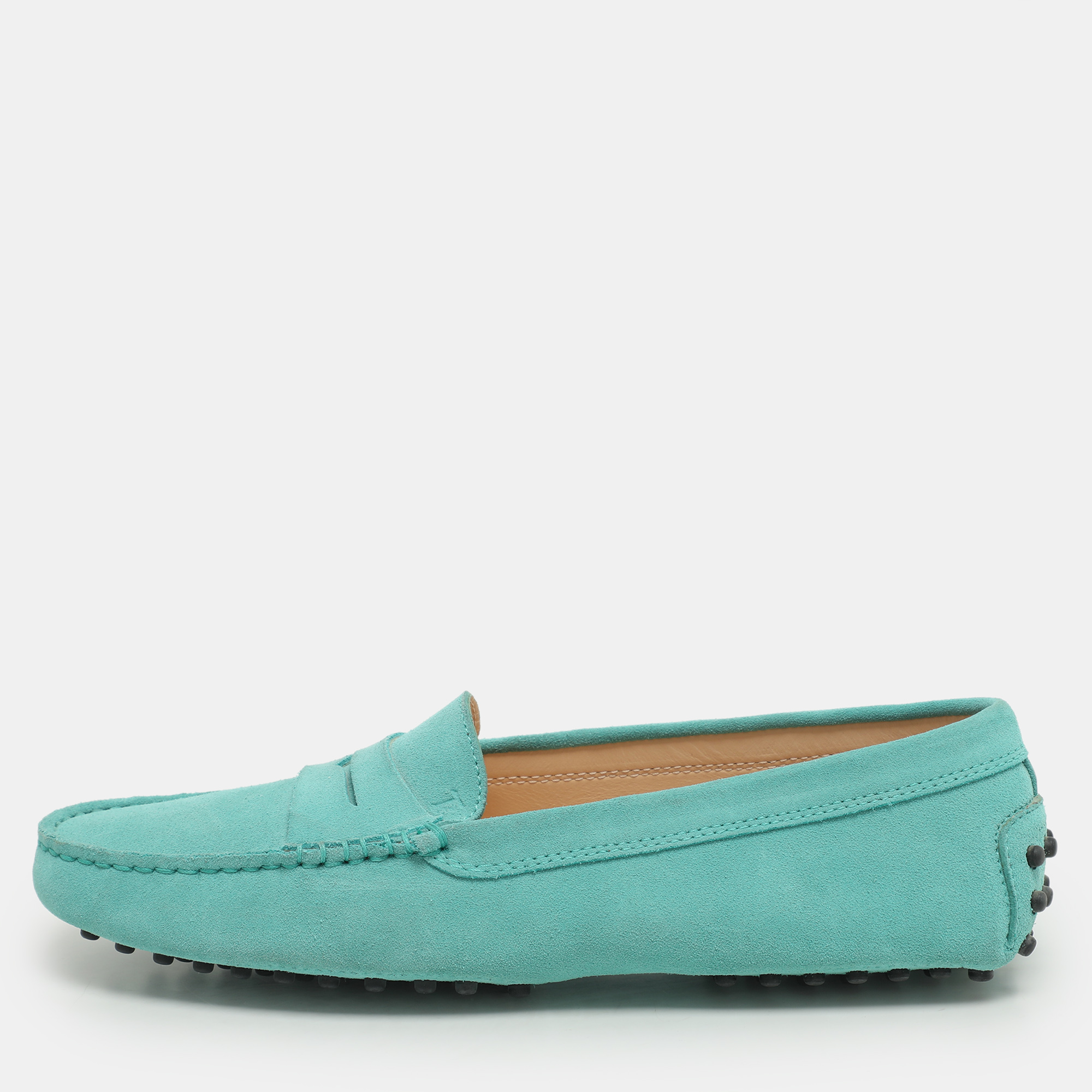 

Tod's Turquoise Suede Penny Loafers Size, Green