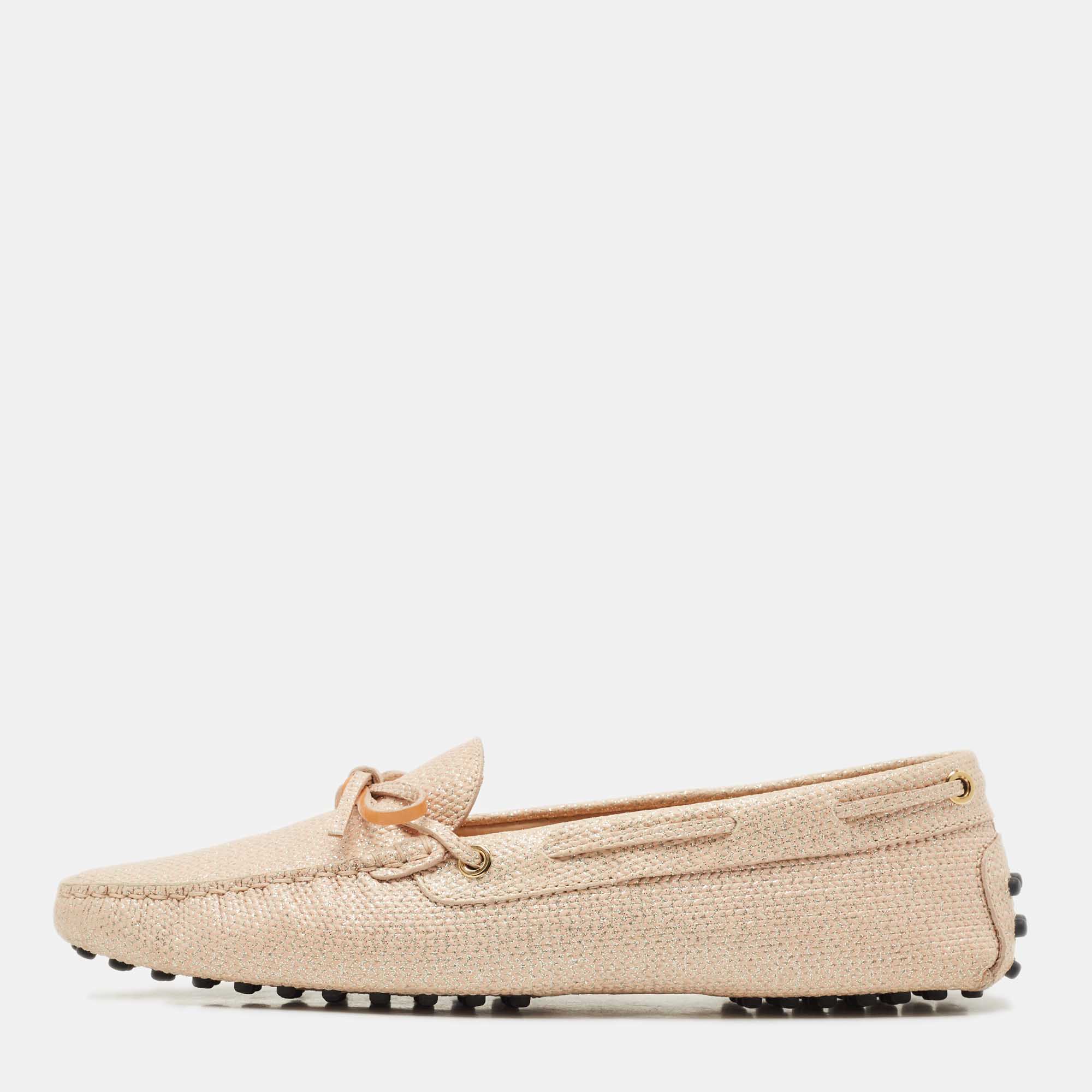 Tod's Beige Texture  Nubuck Leather Penny Loafers Size 41