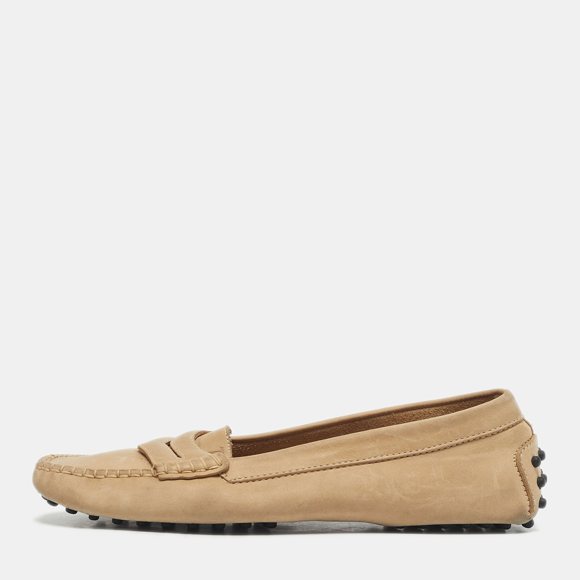 

Tod's Beige Nubuck Leather Penny Loafers Size